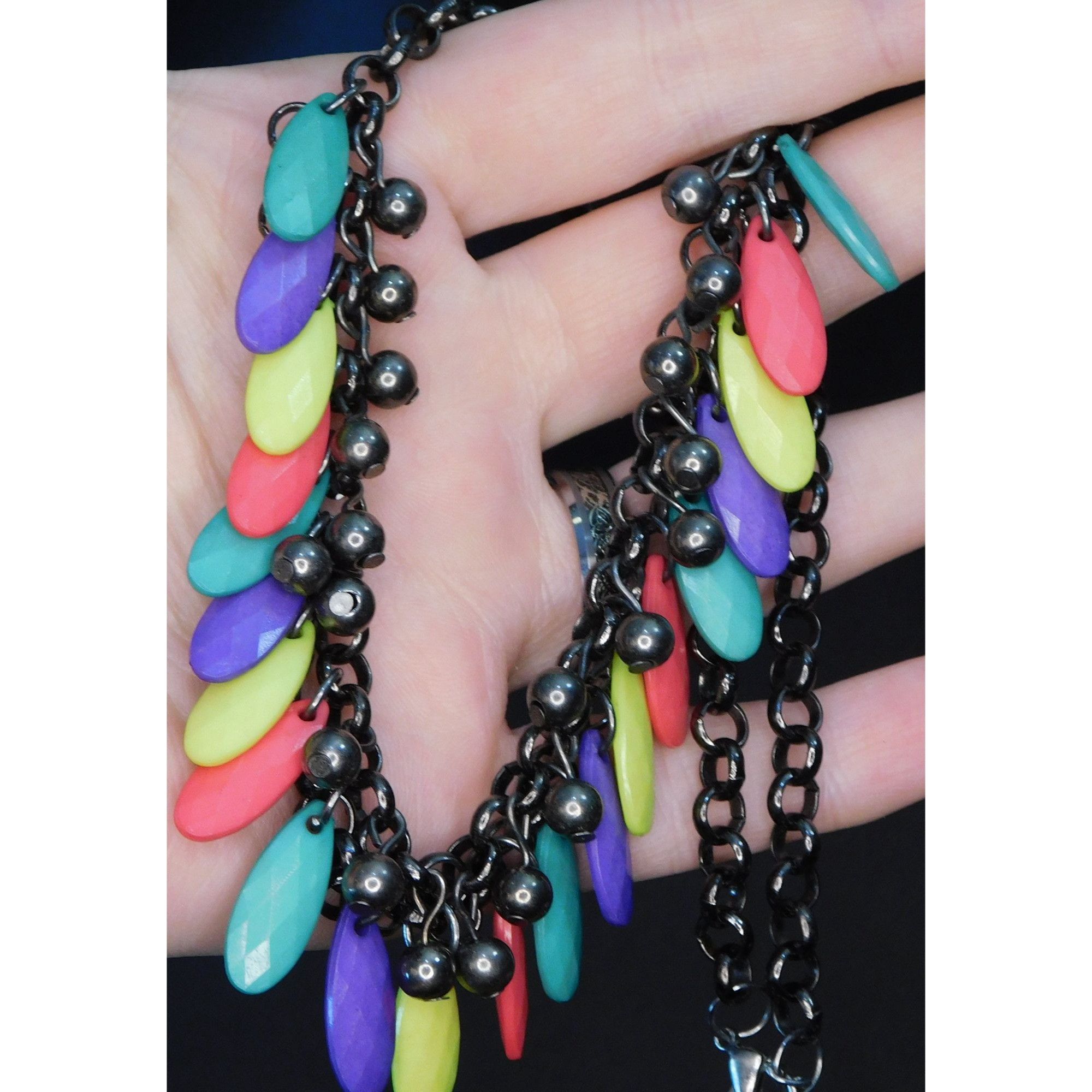 Other Vintage 80s Rainbow Fringe Beaded Necklace Size ONE SIZE - 2 Thumbnail