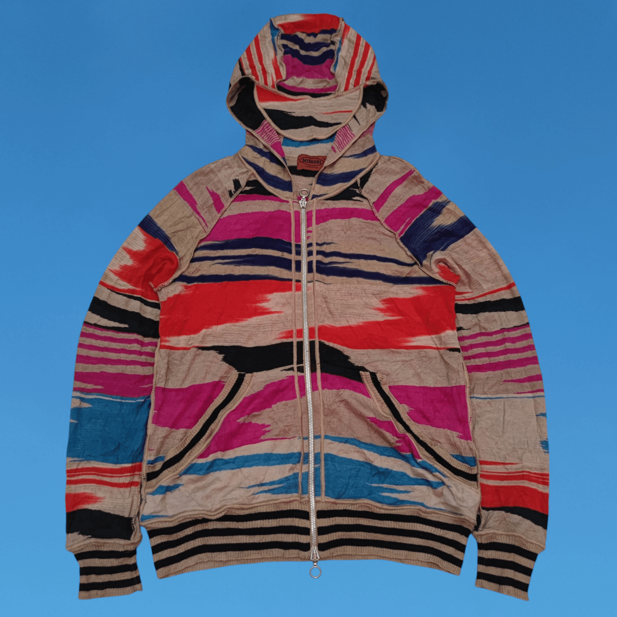 Missoni Rare!! Missoni Nice Design Wool Zip Hoodie Size M / US 6-8 / IT 42-44 - 1 Thumbnail