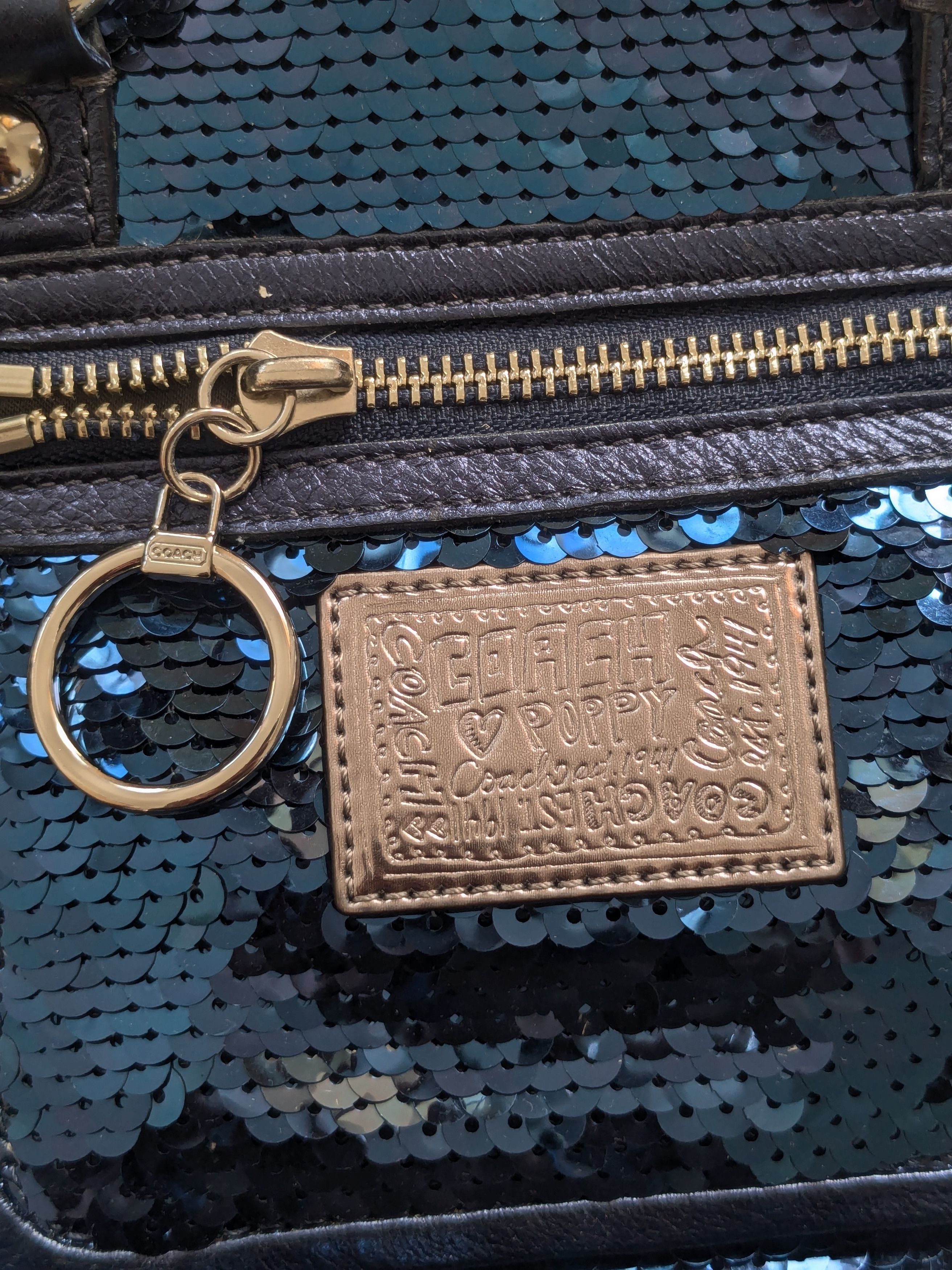 Coach Coach Poppy Spotlight Blue Sequin Shoulder Handbag Tote Size ONE SIZE - 4 Thumbnail