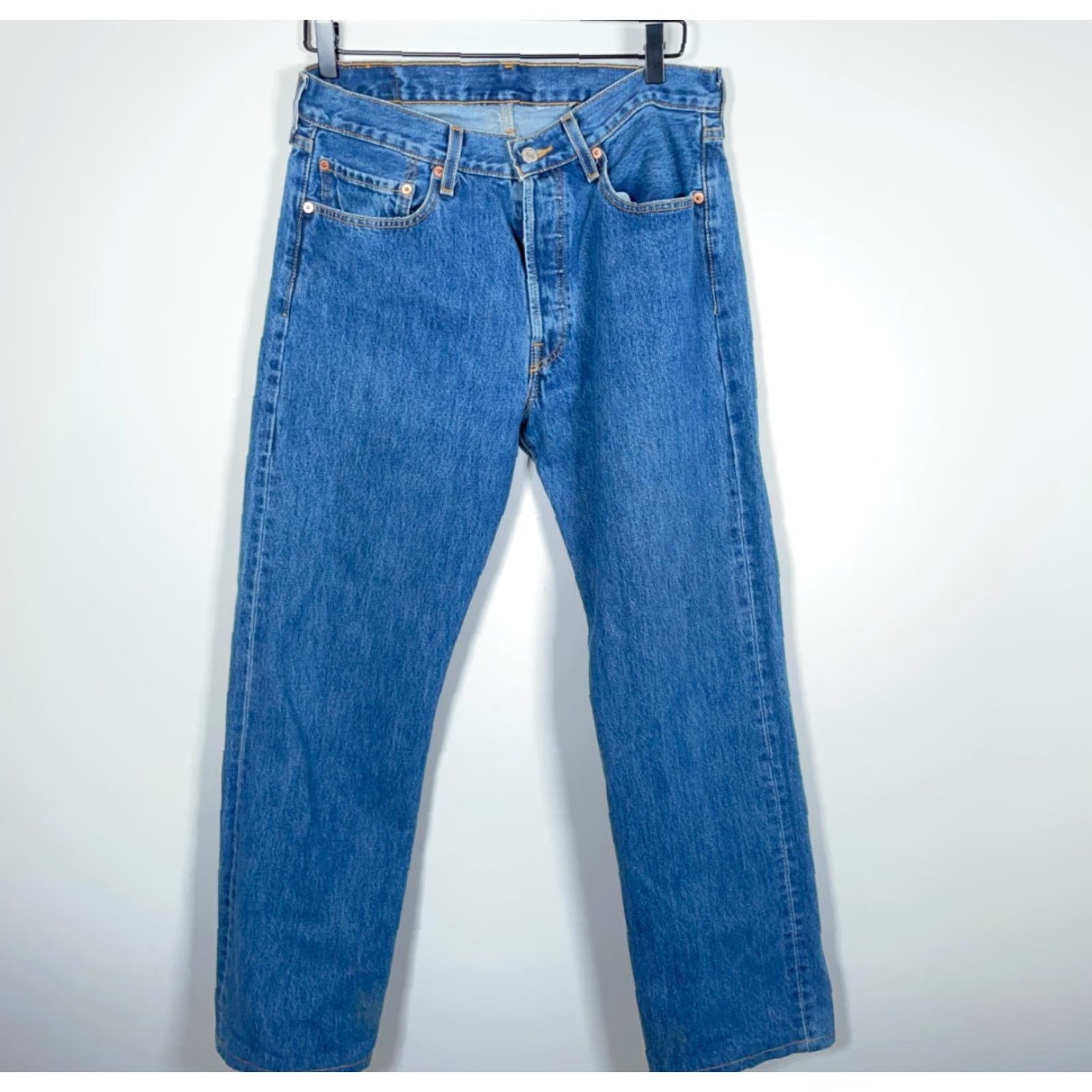 Levi's Y2K Levi's 501 Jeans Men's 32 x 30 Blue Denim Button Fly Straight Leg Vintage 90s Size US 32 / EU 48 - 2 Thumbnail