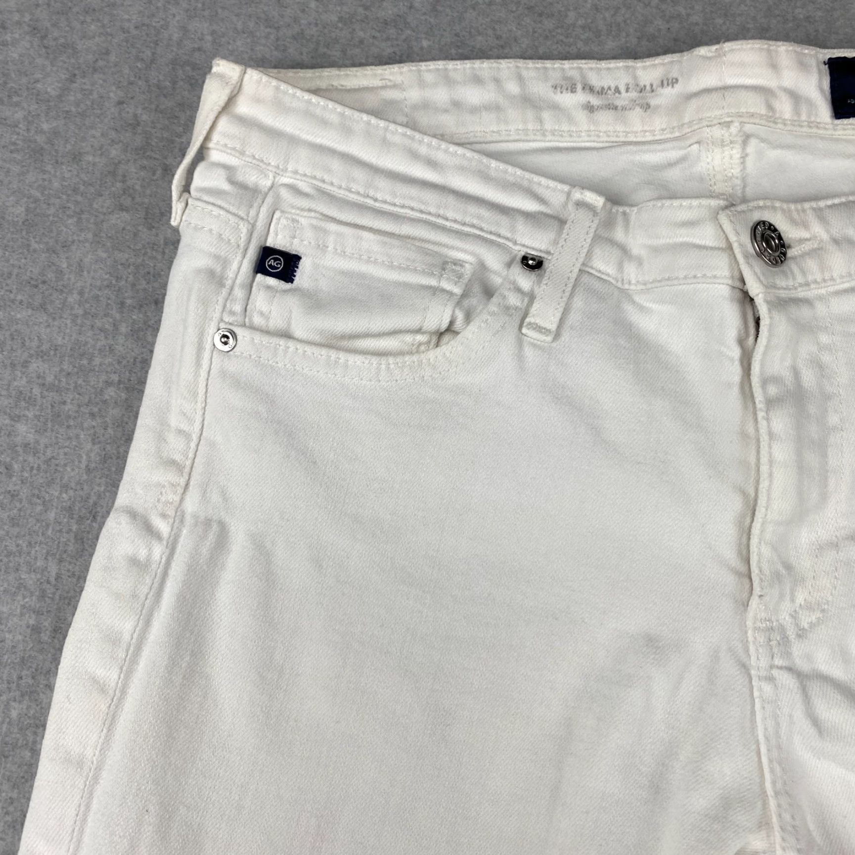 Vintage AG Adriano Goldschmied Jeans The Prima Roll Up Womens 28 Cigarette Leg White Crop Jeans Size 28" / US 6 / IT 42 - 4 Thumbnail