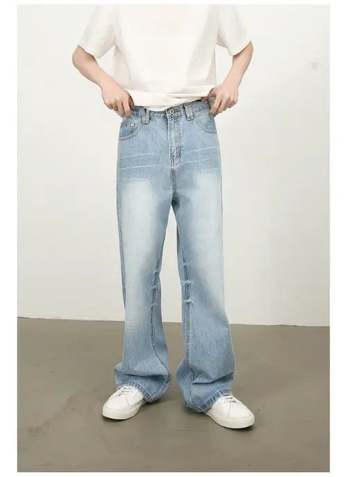 VIBE American all-match retro distressed elastic waist jeans Size US 32 / EU 48 - 8 Thumbnail