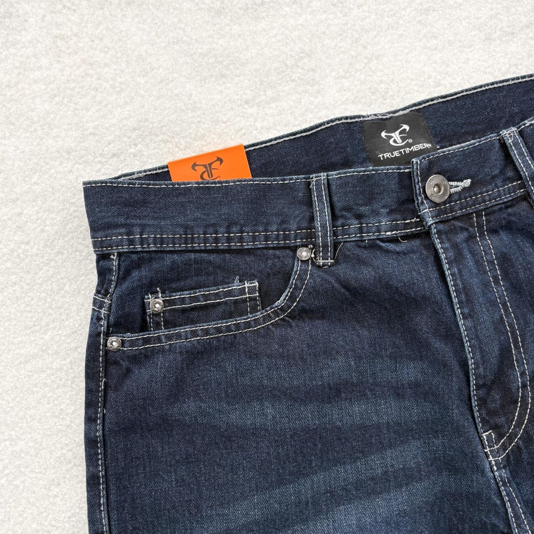 Denime TrueTimber Jeans Mens 34x32 Blue Dark Wash Regular Straight Cotton Denim NWT Size US 34 / EU 50 - 3 Thumbnail