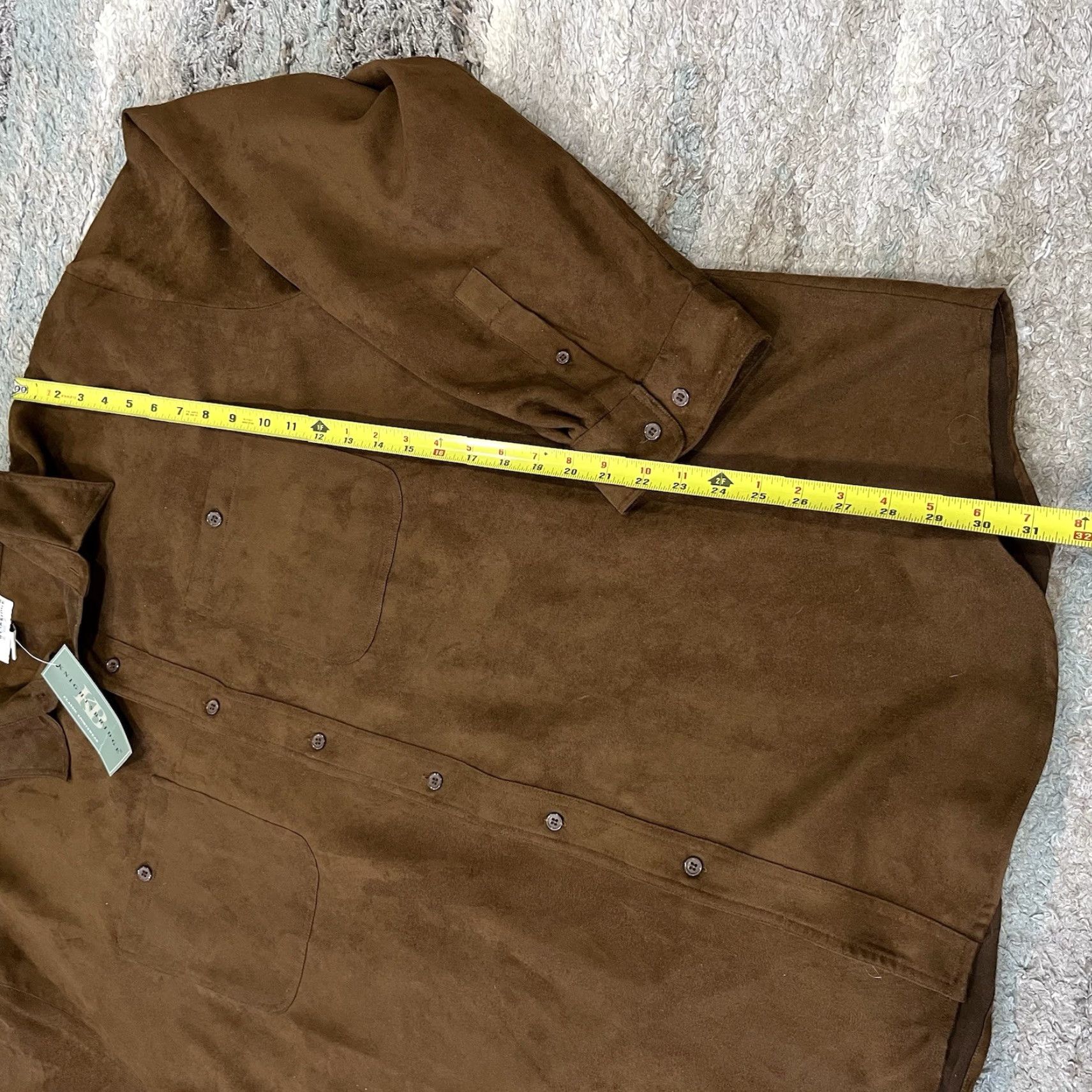 Vintage VINTAGE KnightsBridge Brown Button-Down Mens 3XL Long Sleeve Faux Suede Polyester New Size US XXL / EU 58 / 5 - 5 Thumbnail