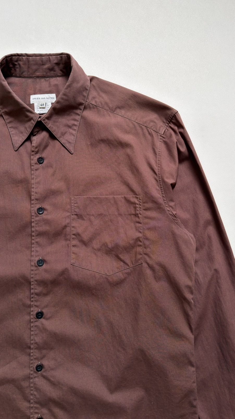 Dries Van Noten 1990s Chocolate Brown Cotton Shirt Size US M / EU 48-50 / 2 - 8 Thumbnail