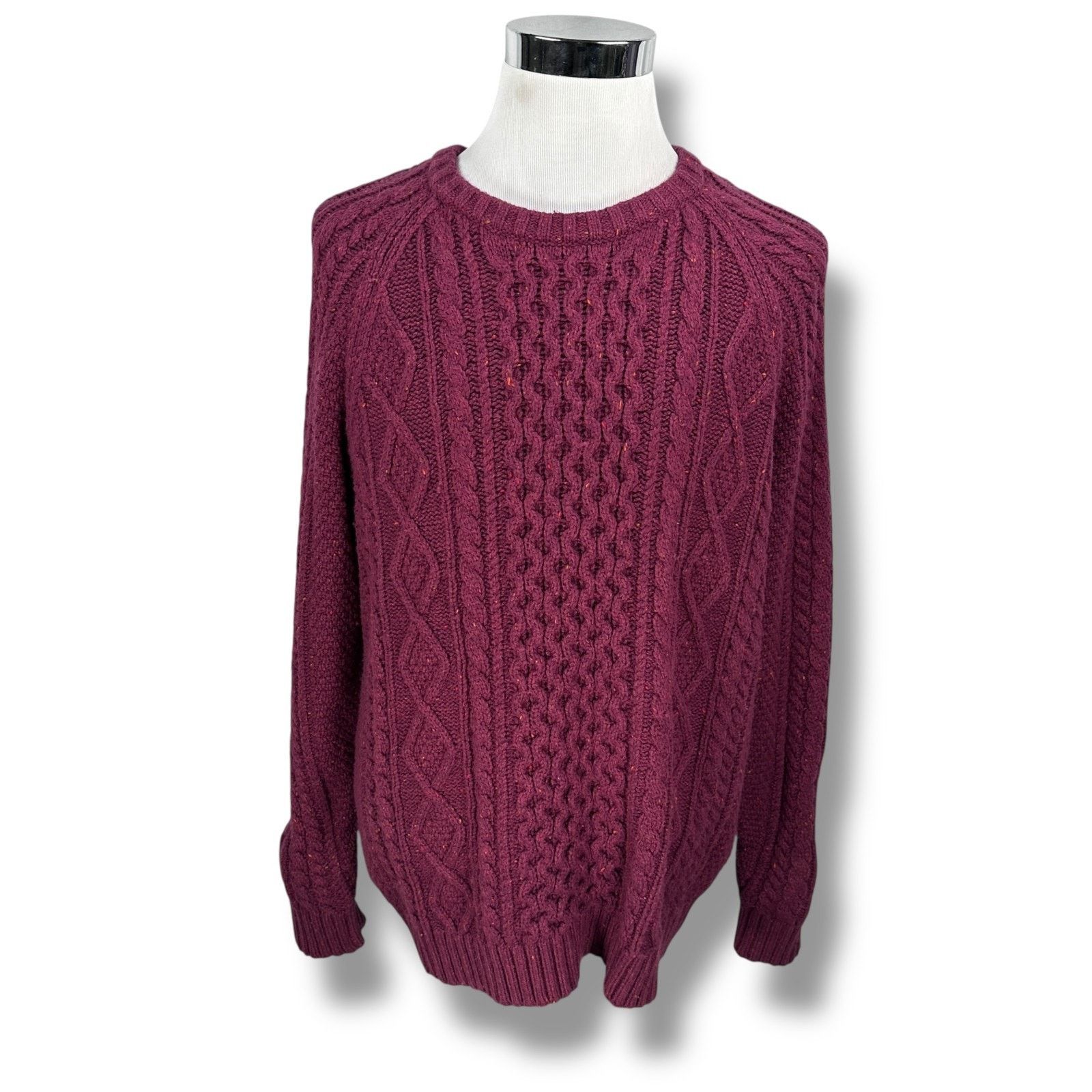 Other Lands End Fisherman Sweater Men L Maroon Confetti Pullover Size US L / EU 52-54 / 3 - 1 Thumbnail