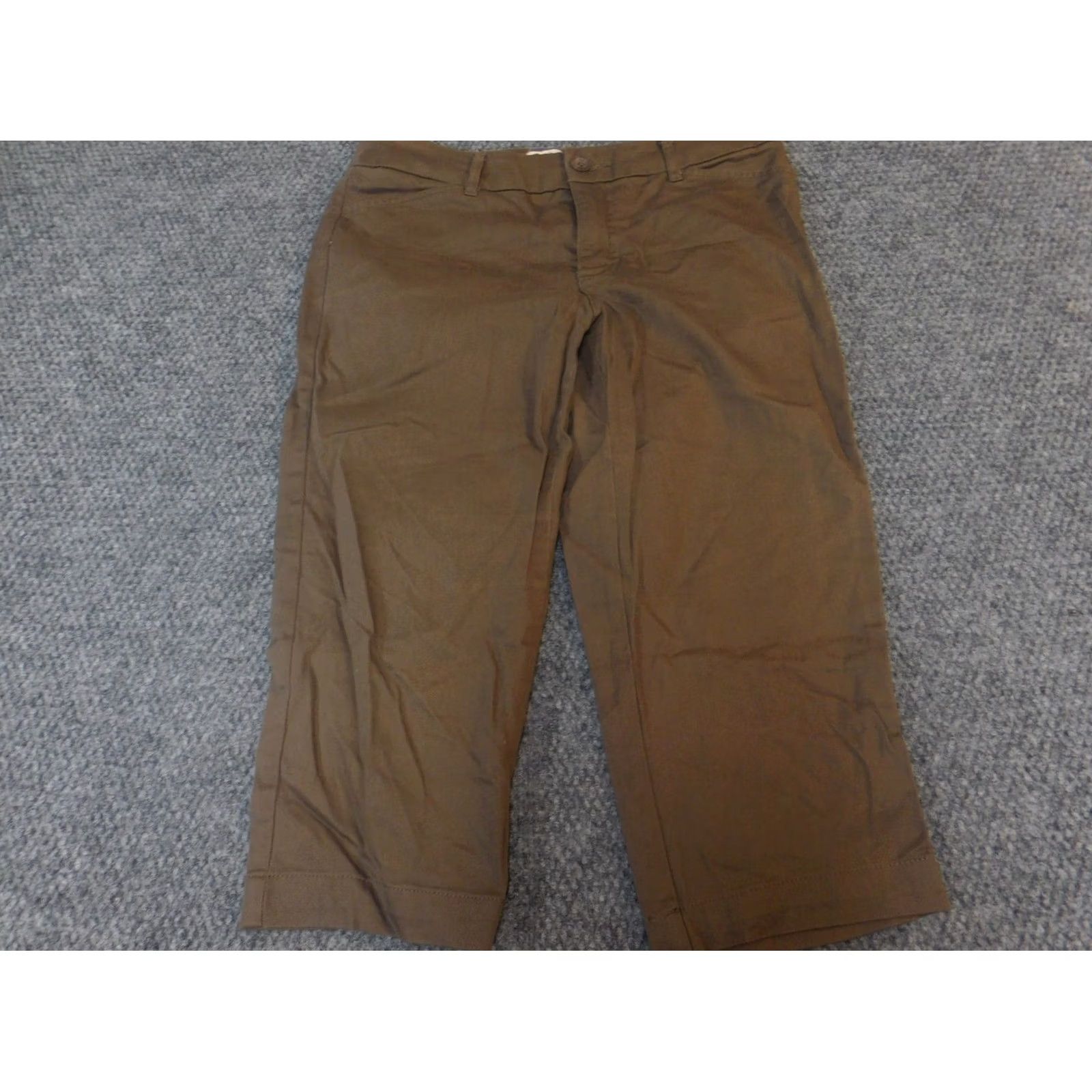 Vintage St. John's Bay Womens Pants Cropped 6 Straight Brown Cotton Lyocell Zip Regular Inseam 18 in Knit Stretch Zipper Size 28" / US 6 / IT 42 - 6 Thumbnail