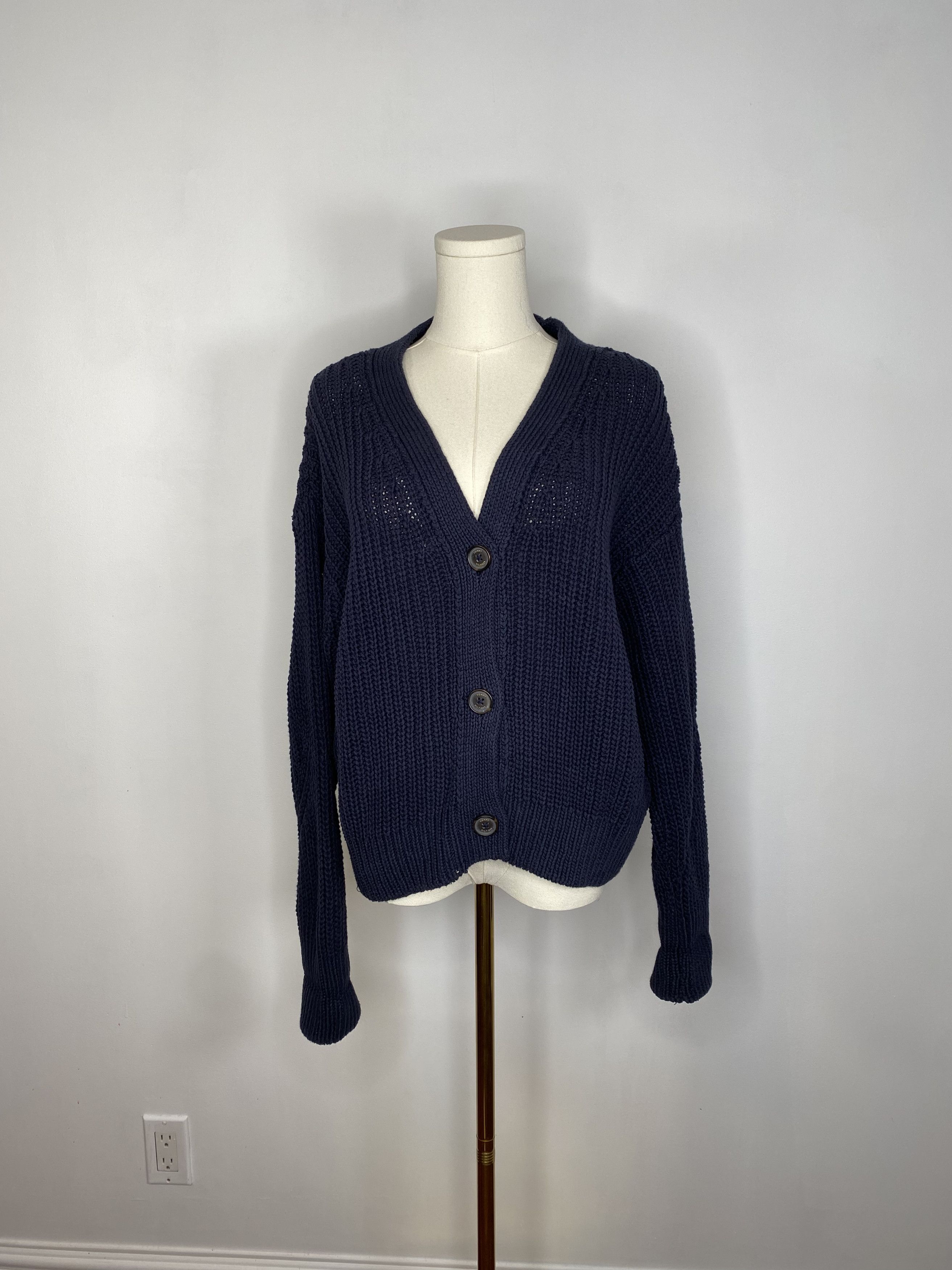 Tommy Hilfiger Tommy Hilfiger - Navy Blue Crochet Chunky Cardigan Size XS / US 0-2 / IT 36-38 - 4 Thumbnail