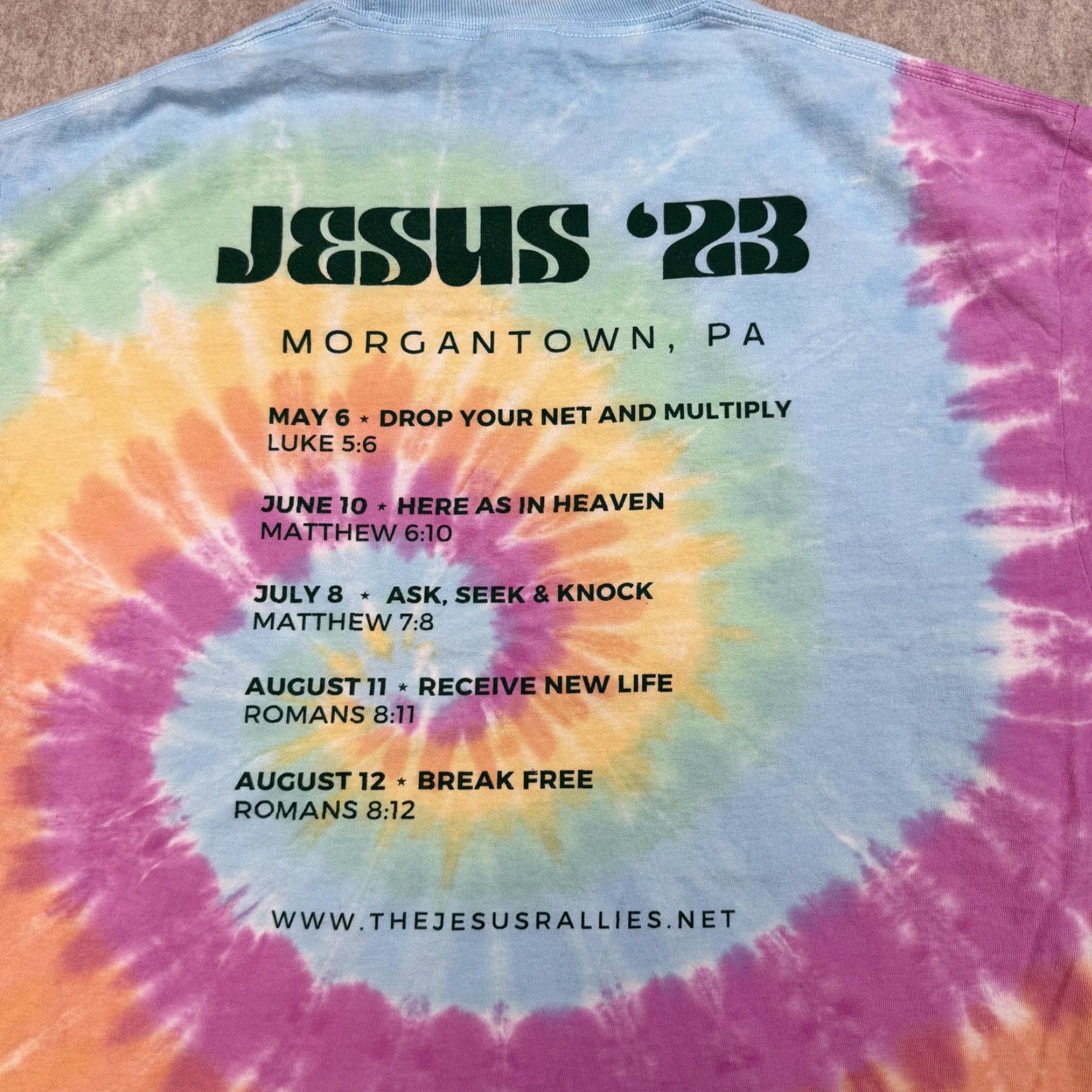 Port & Company Port & Company Shirt Mens Large Tie Dye Jesus '23 Morgantown PA Rally Event Tee Size US L / EU 52-54 / 3 - 7 Thumbnail