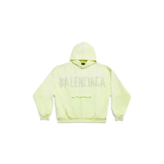 Balenciaga o1w1db10126 Tape Type Ripped Pocket Hoodie in Fluo Yellow Size US XS / EU 42 / 0 - 1 Thumbnail