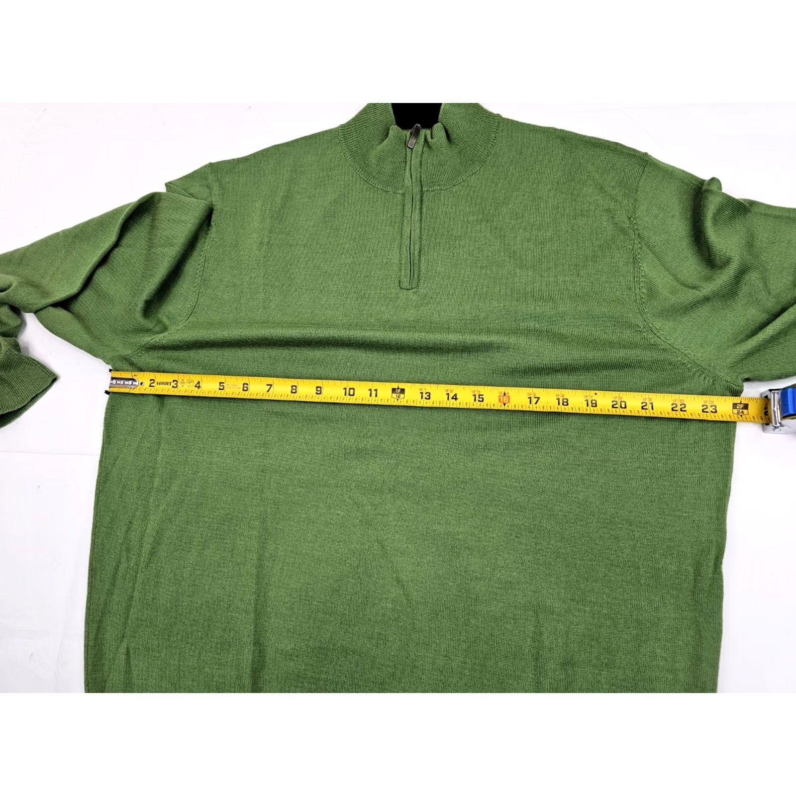 Club Room Club Room Italian Spun Yard Merino Wool Blend 1/4 Zip Sweater Men L Green Size US L / EU 52-54 / 3 - 6 Thumbnail