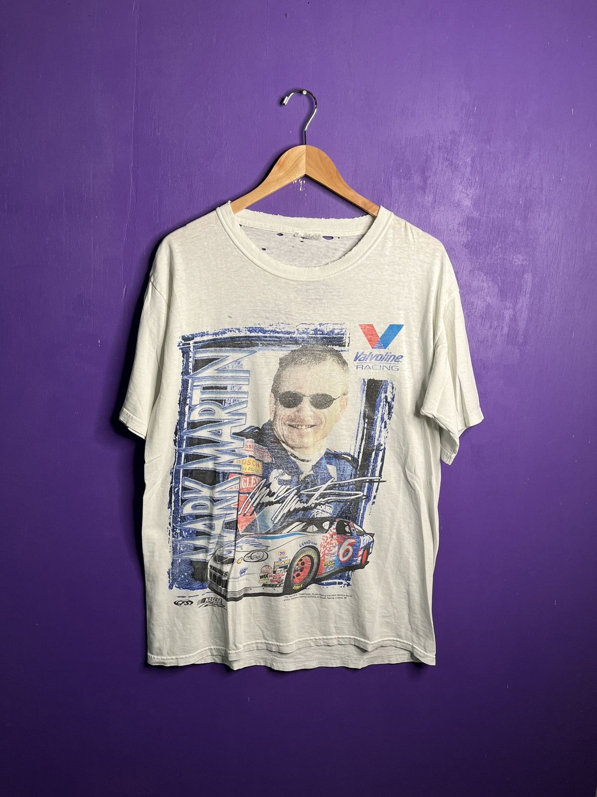 NASCAR × Vintage Vintage 90s NASCAR Mark Martin valvoline t-shirt Size US L / EU 52-54 / 3 - 1 Thumbnail