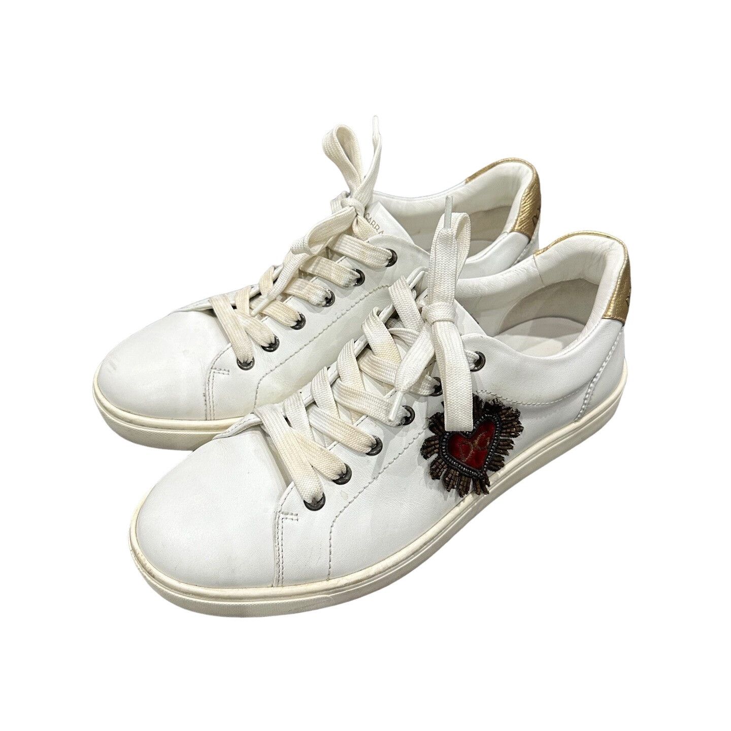 Dolce & Gabbana Dolce & Gabbana Heart Patch White Sneakers EU 40 Size US 7 / EU 40 - 1 Thumbnail