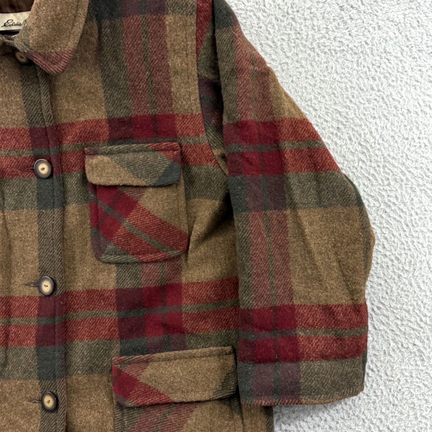 Eddie Bauer VINTAGE Eddie Bauer Jacket Womens Large Brown Wool Plaid Button Barn Chore Coat Size L / US 10 / IT 46 - 5 Thumbnail