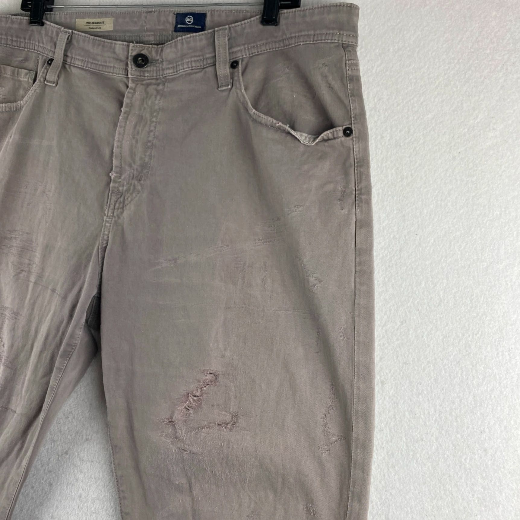 Vintage VINTAGE AG Adriano Goldschmied Jeans Mens 38 Gray The Graduate Tailored Leg Distressed Size US 38 / EU 54 - 7 Thumbnail