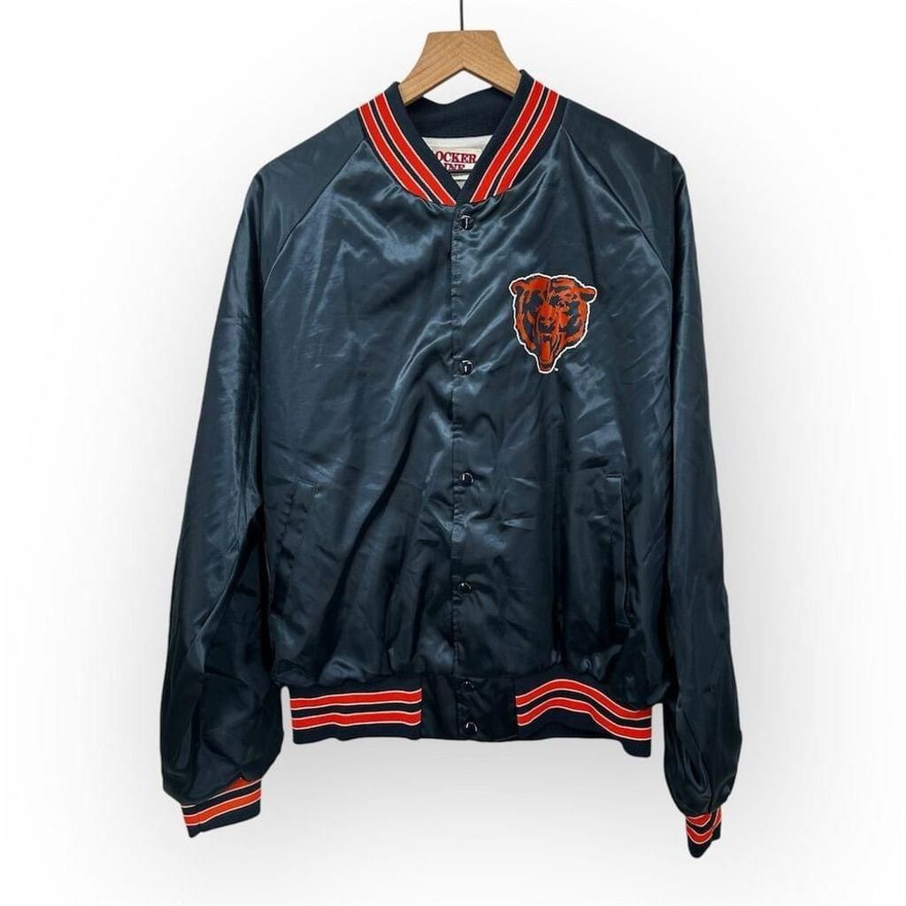 image of Vintage Chicago Bears Satin Jacket XL Blue Nfl Locker Line, Men's