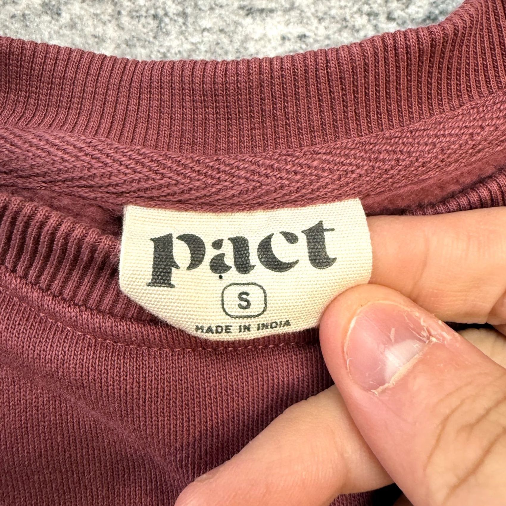 Vintage Pact Sweatshirt Womens Small Rose Burgundy Organic Cotton Crewneck Midweight Size S / US 4 / IT 40 - 3 Thumbnail