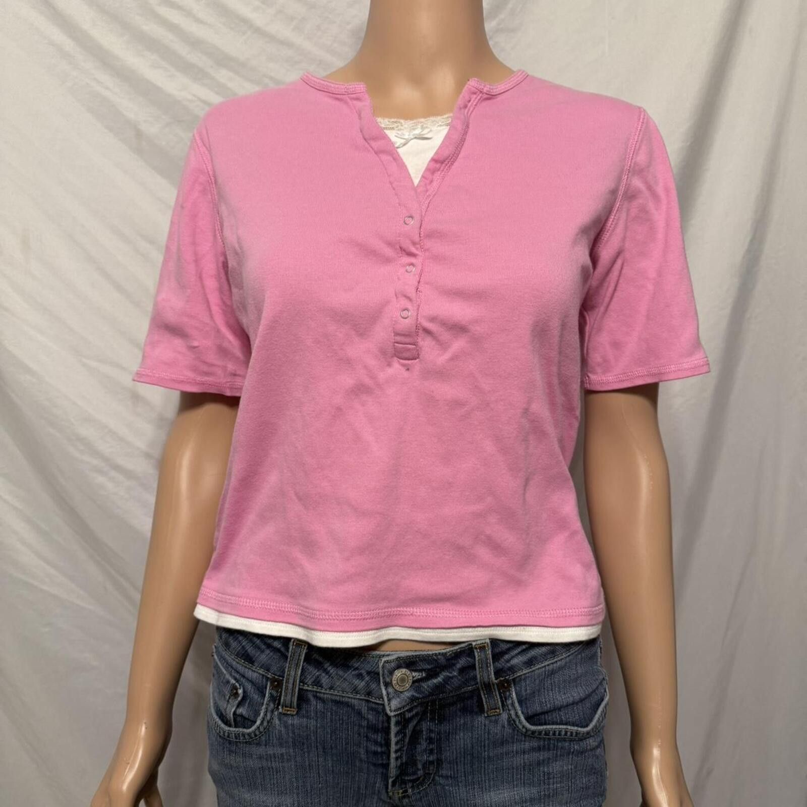 Other Women's Pink Shirt With Lace Detail Size S / US 4 / IT 40 - 2 Thumbnail