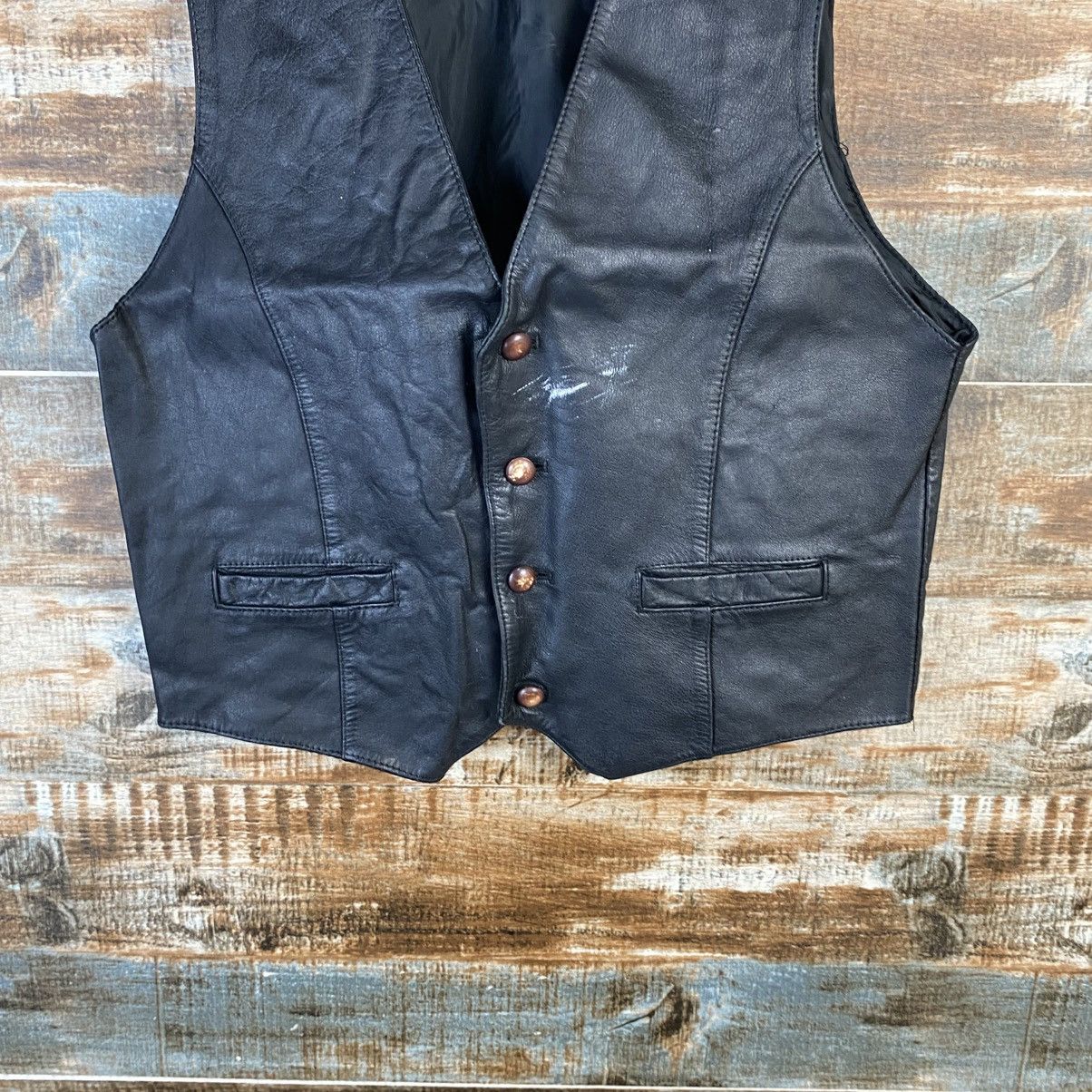 Genuine Leather DL Vedunci Black Leather vintage Vest #C1137 Size M / US 6-8 / IT 42-44 - 6 Thumbnail