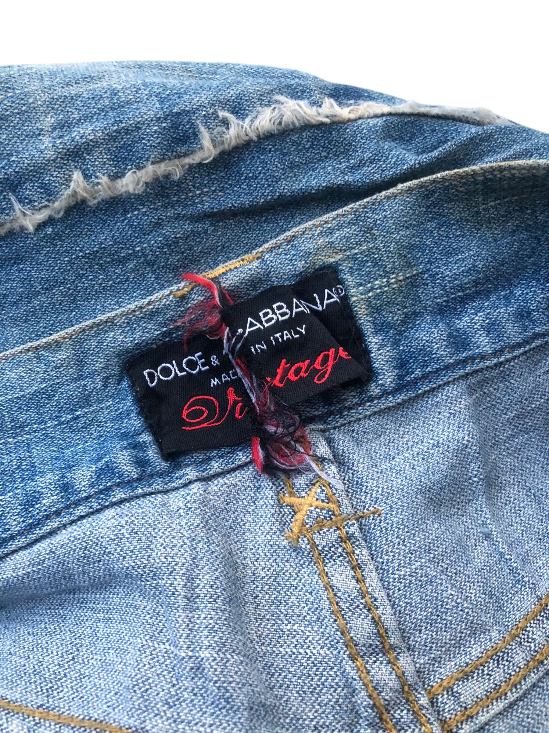 Dolce & Gabbana 💯DOLCE & GABBANA Vintage Distressed Style Worn Denim Jeans Size US 33 - 14 Thumbnail