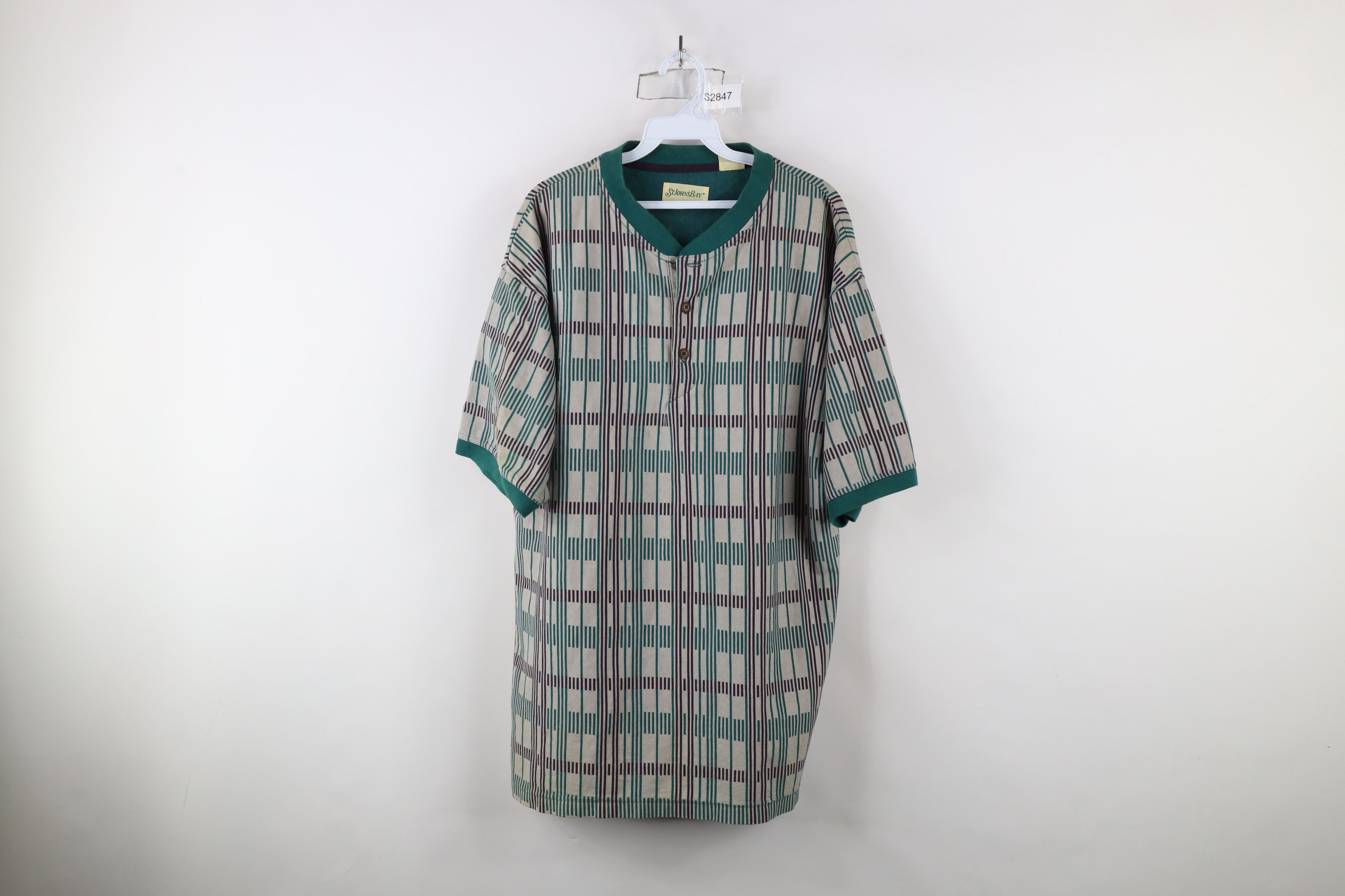 Vintage Vintage 90s Streetwear Short Sleeve Henley Ringer T-Shirt Size US L / EU 52-54 / 3 - 1 Thumbnail