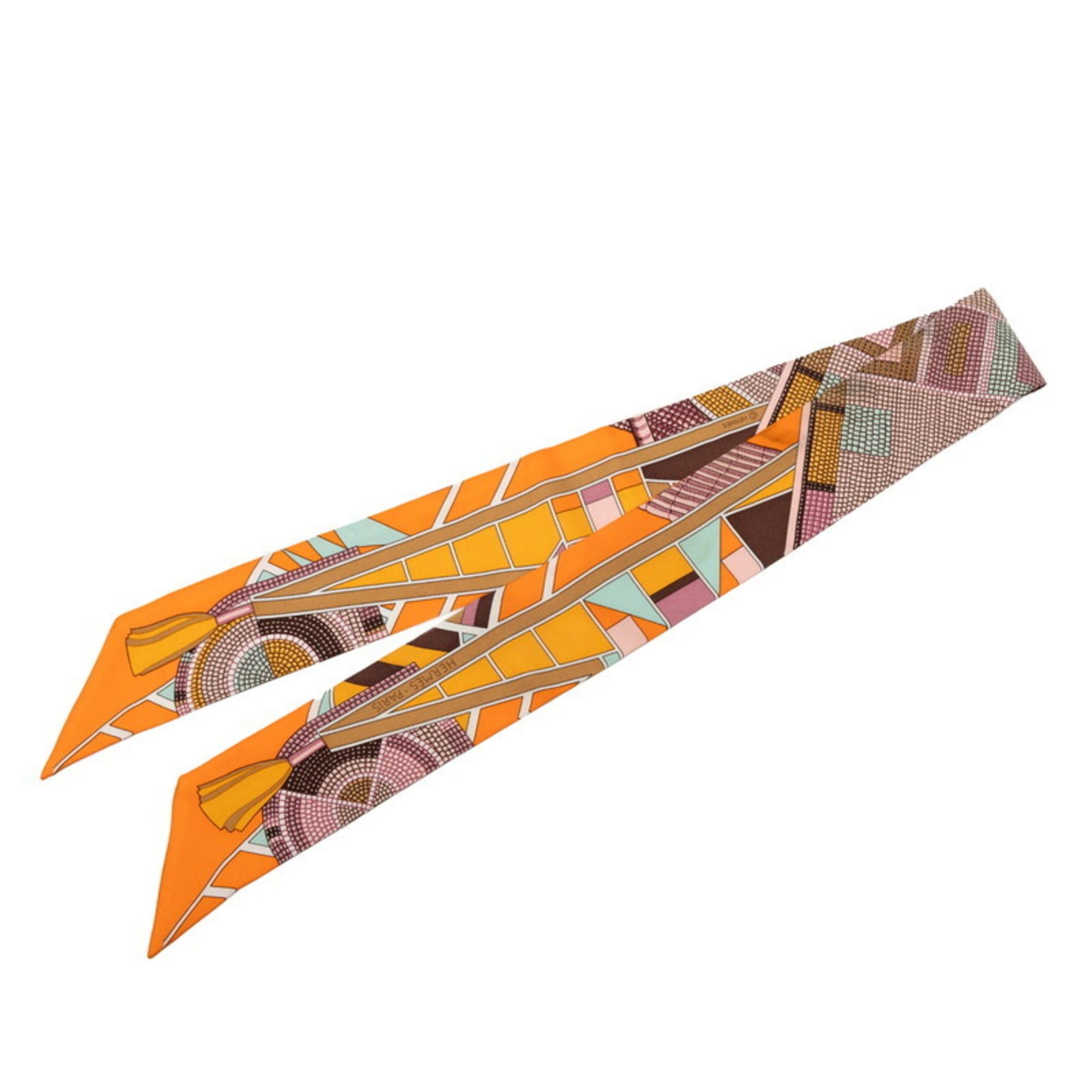 Hermes Hermes Hermès Twilly "L'art indien des plaines" (Prairie Indian Art) Scarf/Muffler in Multicolor Silk for Women Size ONE SIZE - 1 Thumbnail