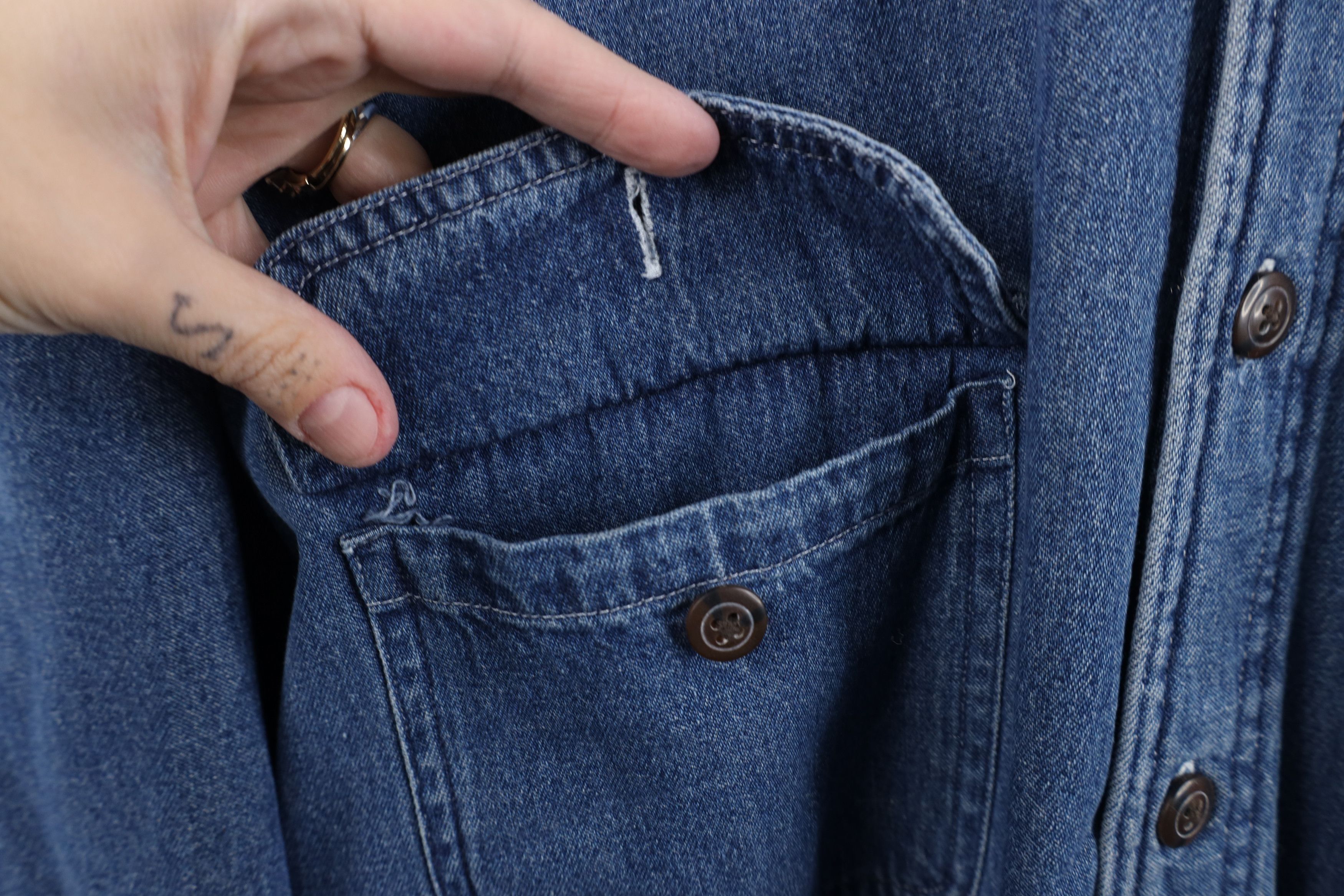 Vintage Vintage Streetwear Lined Denim Button Shirt Jacket Jac Shirt Size US XL / EU 56 / 4 - 6 Thumbnail
