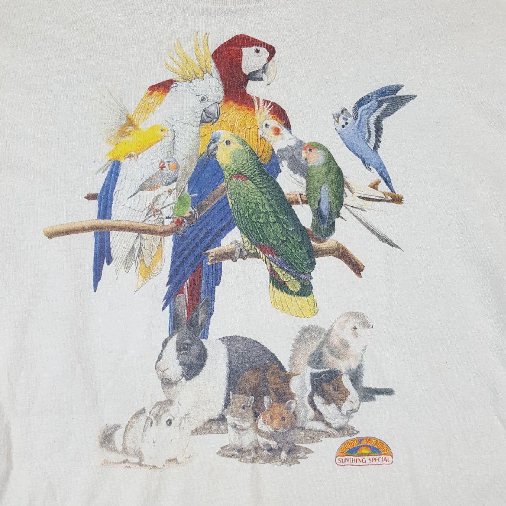 Fruit Of The Loom Vintage 90s Nature Animals Birds Bunny Men's Large White Forest Retro T Shirt Size US L / EU 52-54 / 3 - 3 Thumbnail