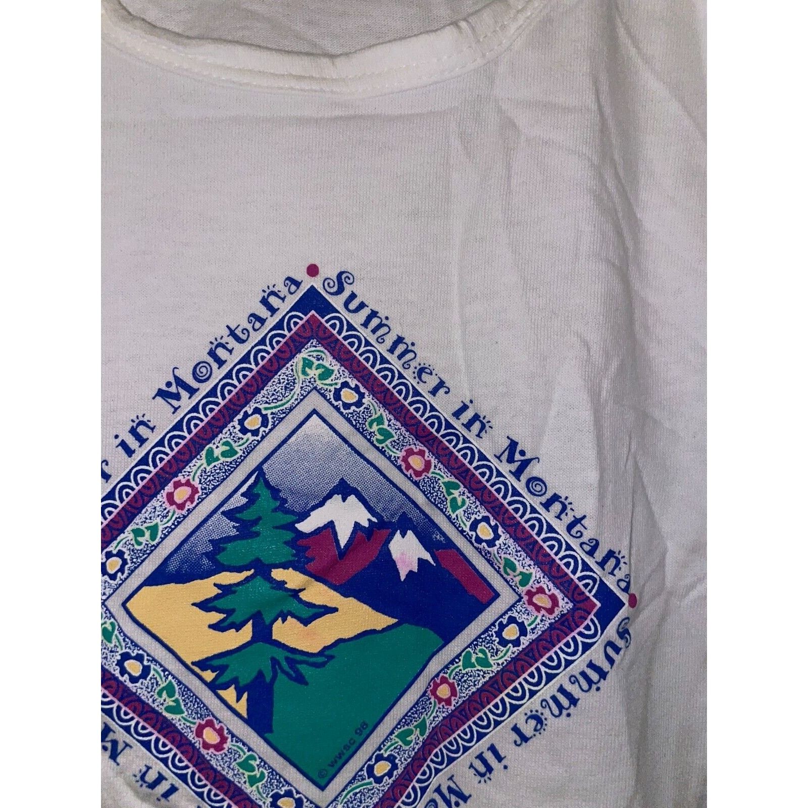 Vintage Womens Vintage Summer White Shirt Montana Tee Top 90s Large Size L / US 10 / IT 46 - 4 Thumbnail