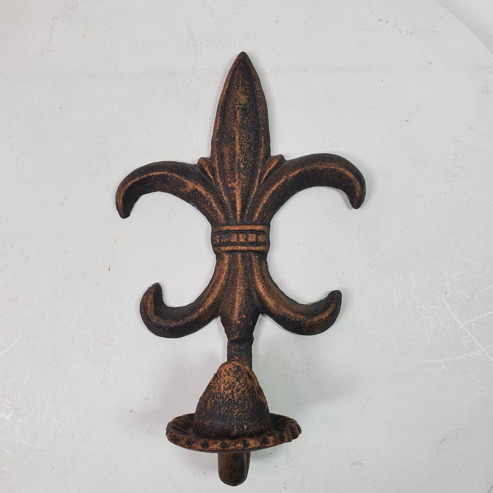 The Unbranded Brand Vintage Fleur de Lis Candle Holder Cast Iron Wall Mount 8.5" Size ONE SIZE - 1 Thumbnail