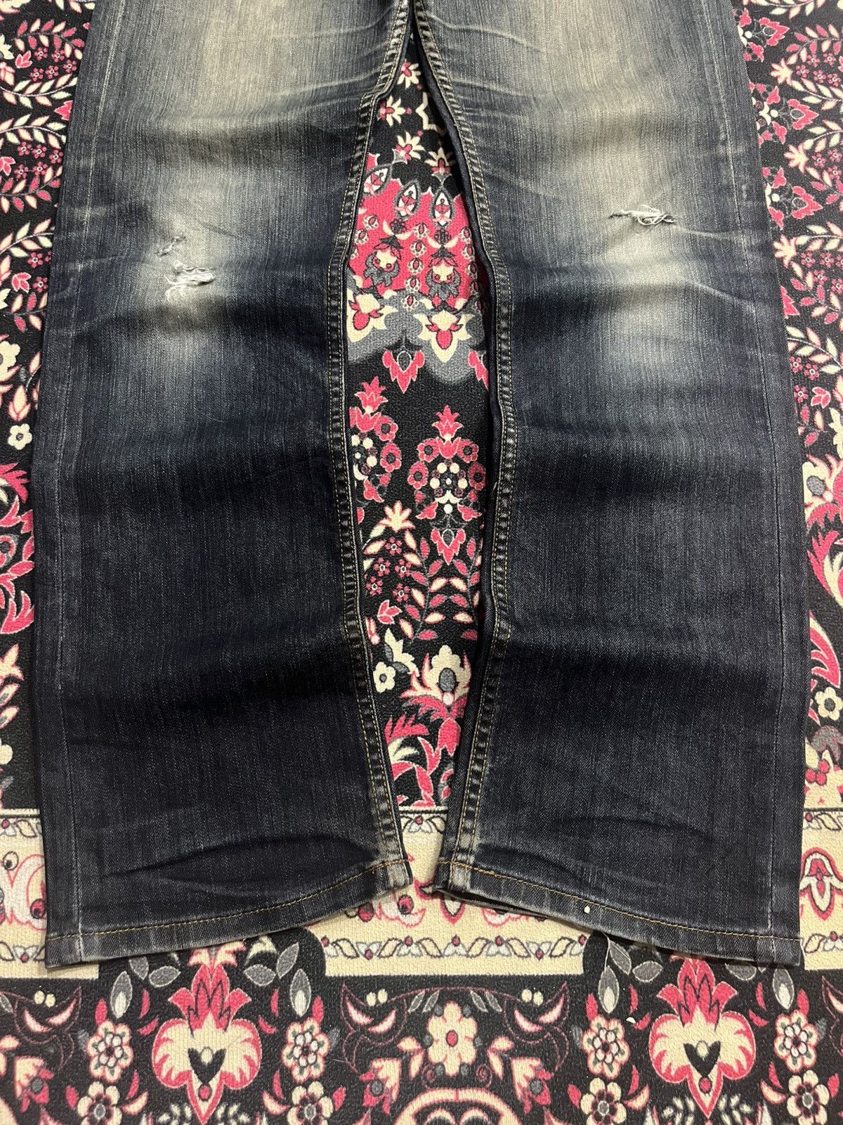 Element Vintage Element Dark Blue Washed Distress Straight Leg Jeans Size US 32 / EU 48 - 12 Thumbnail