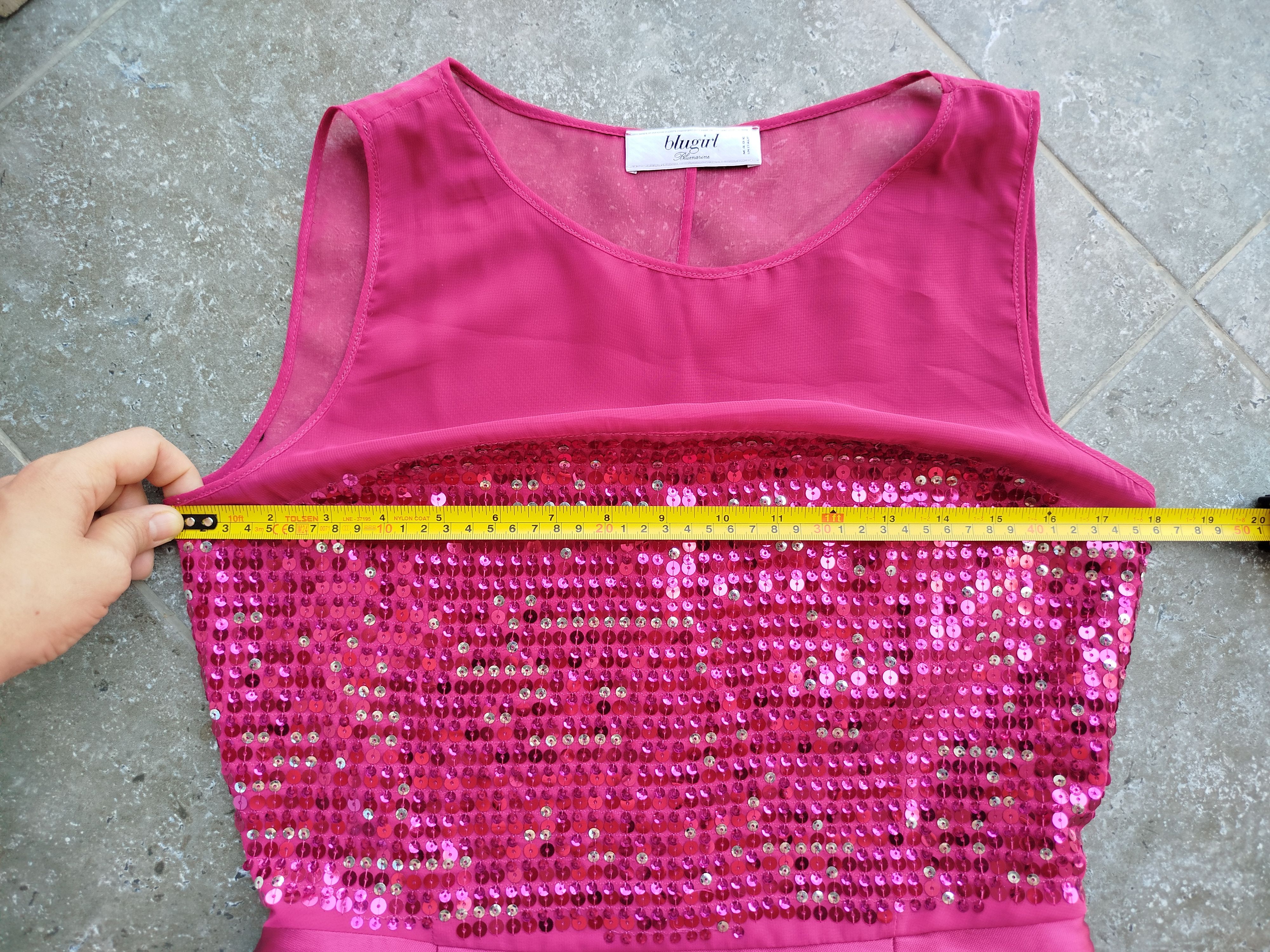 Blumarine Coctail Dress Fuchsia Sequins Brocade Vintage 00s Y2K Size M / US 6-8 / IT 42-44 - 11 Thumbnail