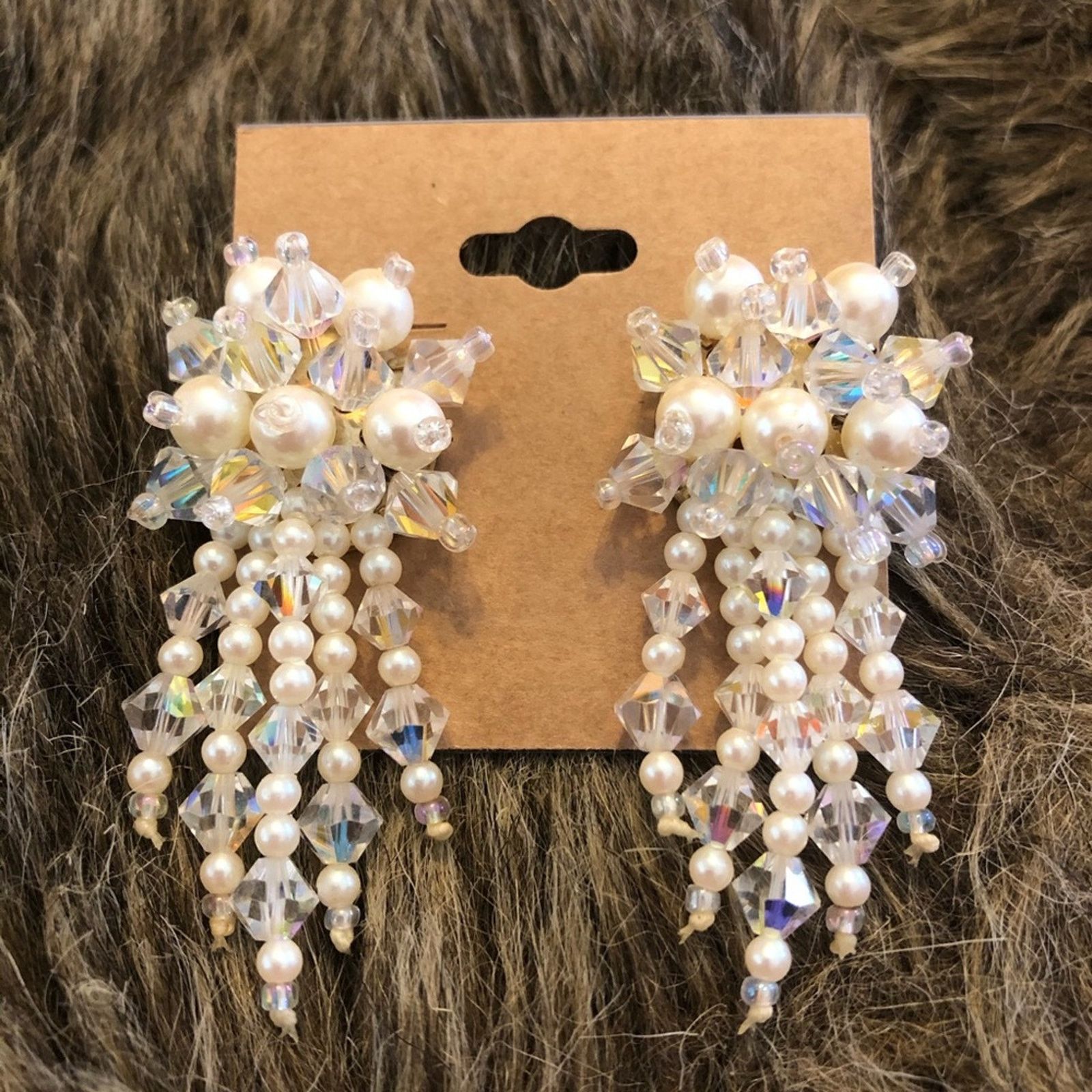 Vintage Vintage bicone crystal and pearl cluster earrings Size ONE SIZE - 2 Thumbnail