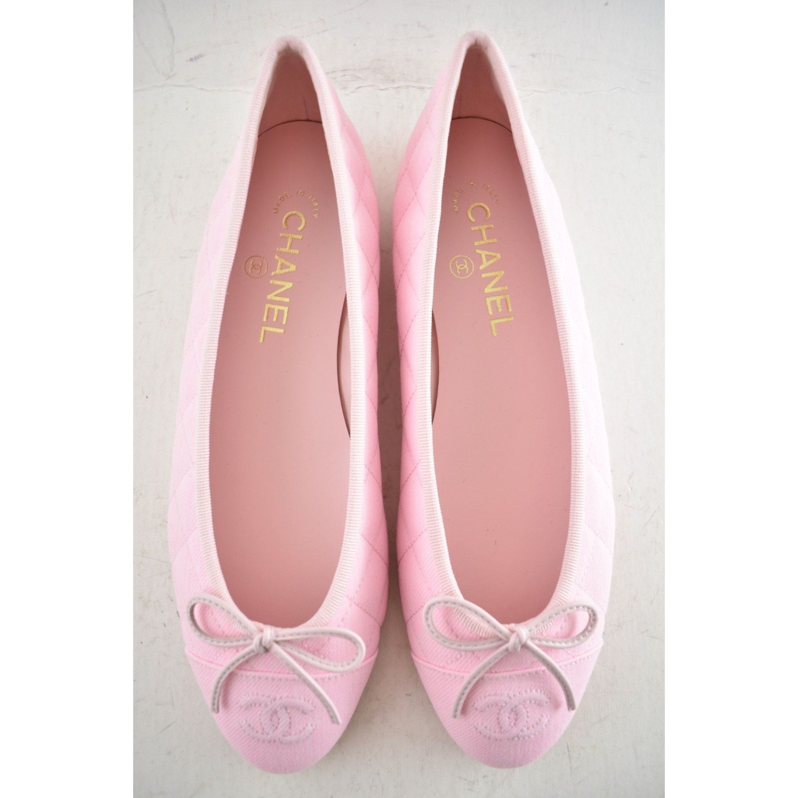 Chanel Chanel Light Pink Denim Quilted CC Bow Ballet Flat 39 Size US 8 / IT 38 - 17 Thumbnail