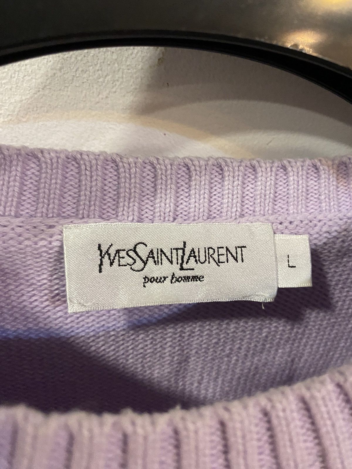 Yves Saint Laurent Lilac YSL Sweater Knit Baby Blue Old Money Paris Vintage Size US L / EU 52-54 / 3 - 6 Thumbnail
