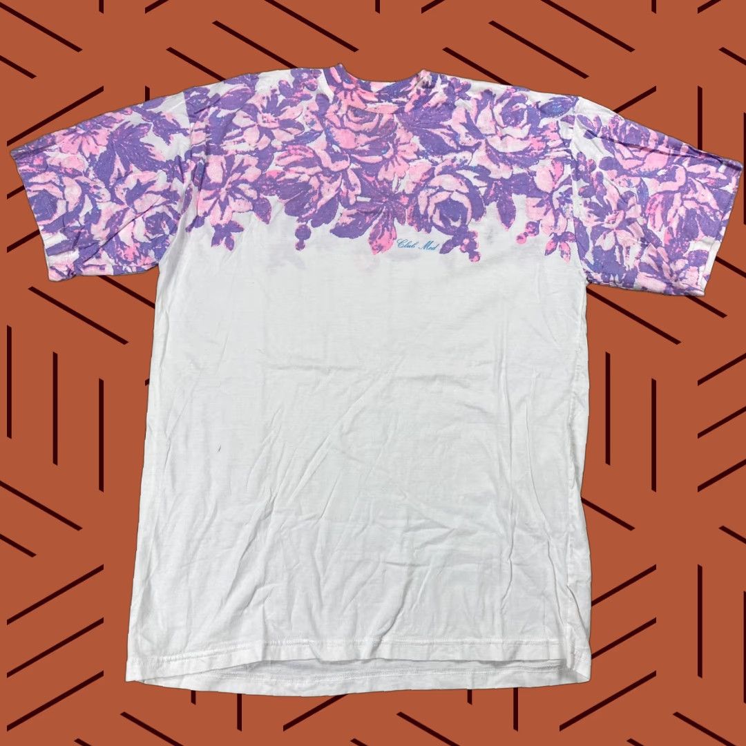Gloverall VINTAGE Club Med Shirt Unisex Large White Floral Graphic 80s Resort Caribbean 1980s Mens Womens Size US L / EU 52-54 / 3 - 1 Thumbnail