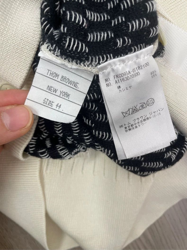 Thom Browne Thom browne Dark blue and white mesh four-striped knitted Size US S / EU 44-46 / 1 - 6 Thumbnail