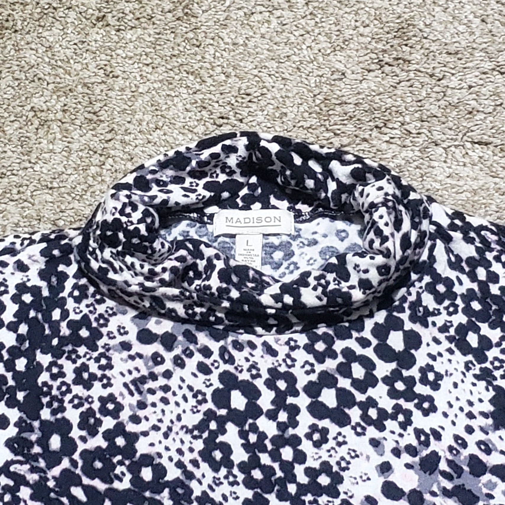 Madison Madison Shirt Womens L Turtleneck Sleeveless Black Grey Multicolor Casual Modern All Seasons Regular . Size L / US 10 / IT 46 - 2 Thumbnail