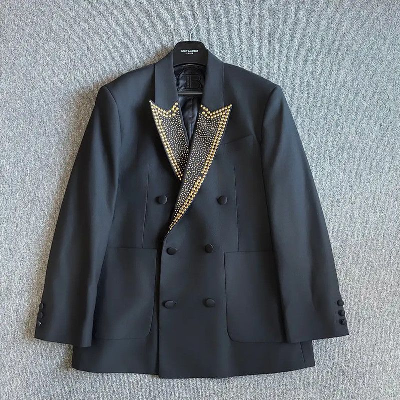 Balmain Balmain Black Wool Embroidered Men's Long Coat 0089 Size US XL / EU 56 / 4 - 1 Thumbnail