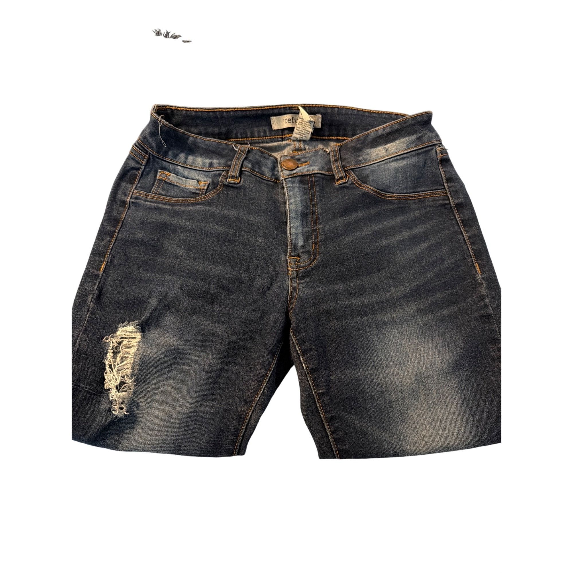 Other Refuge Cropped Distressed Skinny Jeans Dark Wash Raw Hem Fau Size 27" / US 4 / IT 40 - 2 Thumbnail