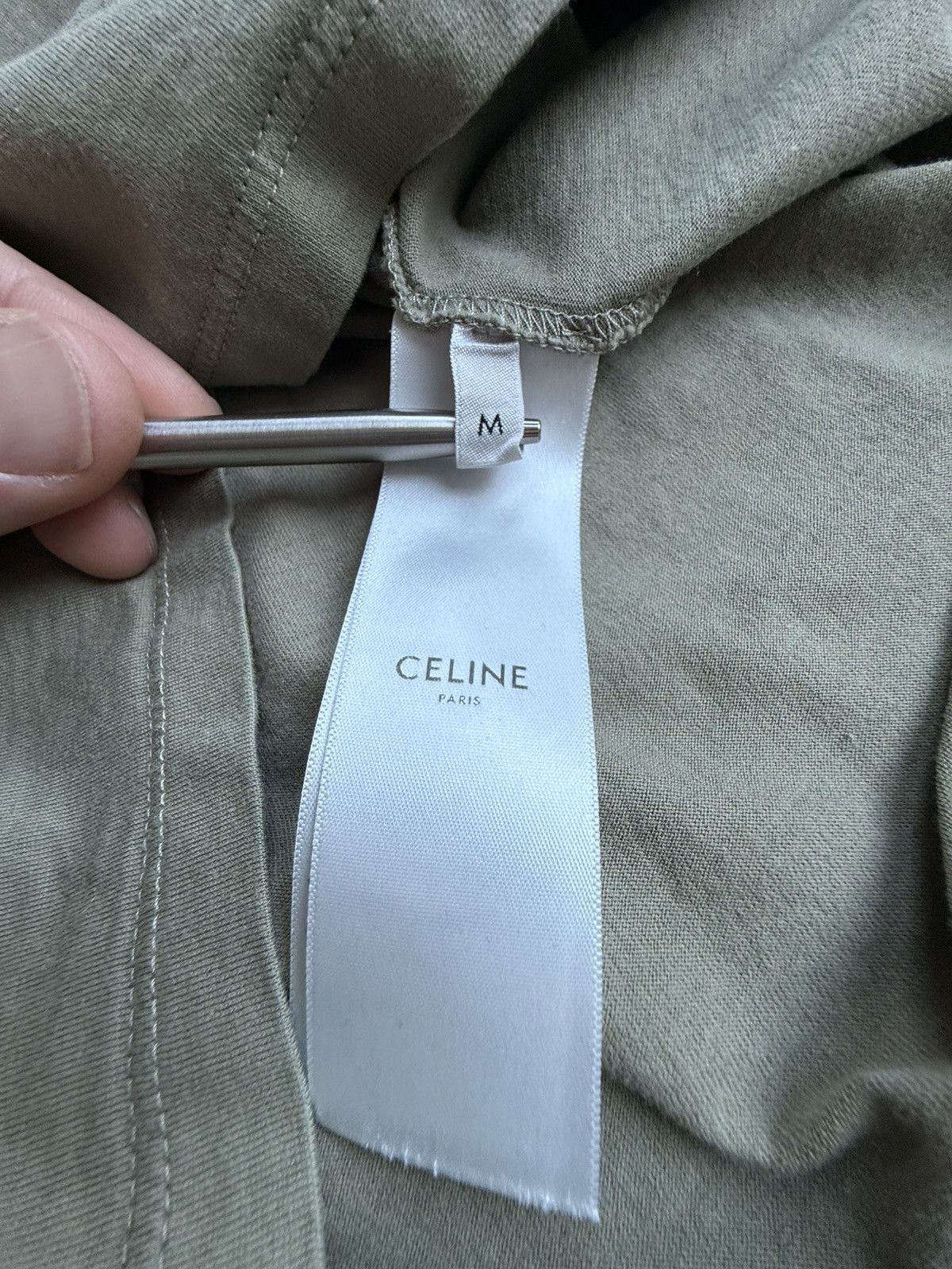 Celine Celine logo t shirt Hedi Slimane khaki green M grail Size US M / EU 48-50 / 2 - 22 Thumbnail