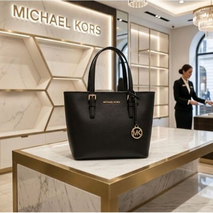 Michael Kors Jet Set Travel Extra-Small Black Zip Tote Bag, Women's
