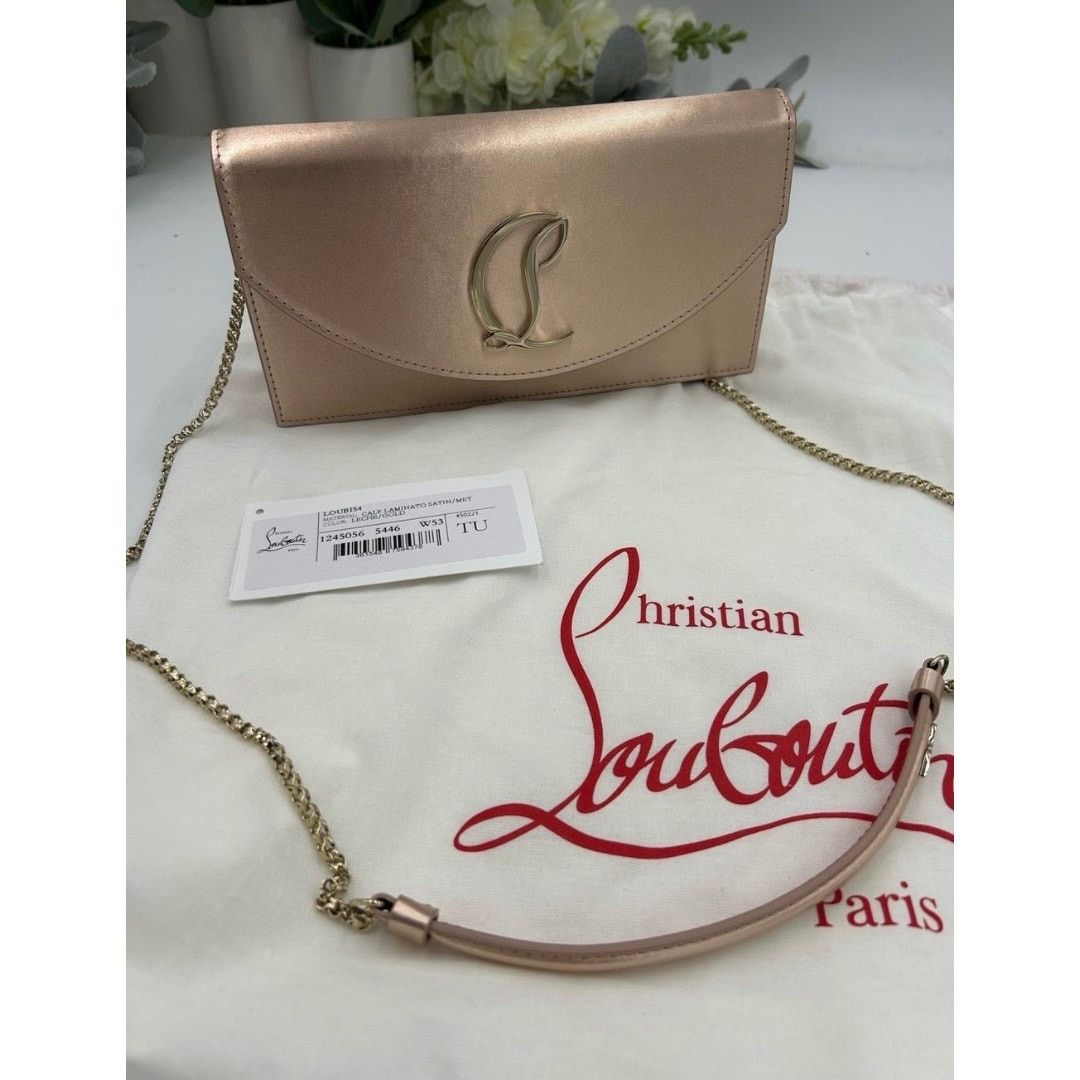 Christian Louboutin Women's Christian Louboutin LOUBI 54 clutch in gold satin Size ONE SIZE - 1 Thumbnail