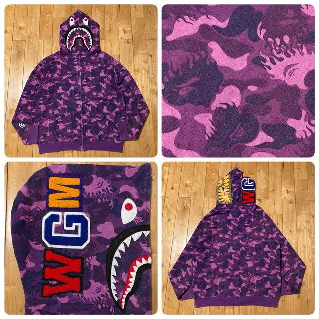 Bape BAPE Fire Camo Shark Full Zip Hoodie purple camo NIGO APE Size US M / EU 48-50 / 2 - 1 Thumbnail