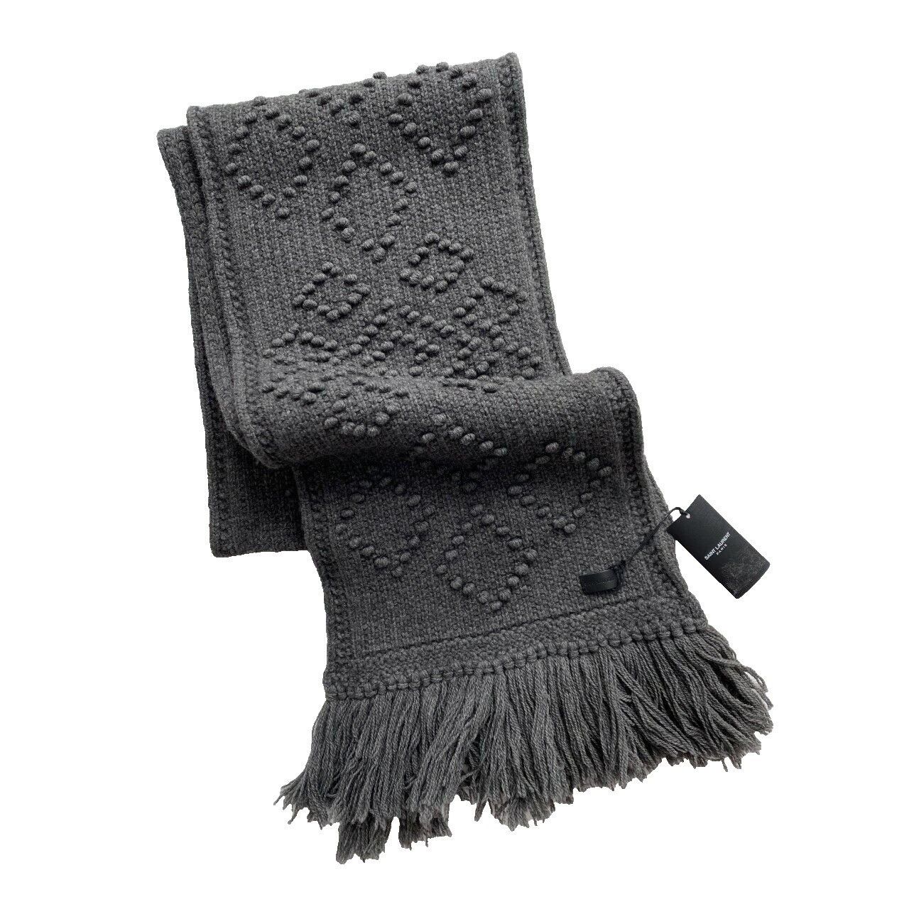 Saint Laurent Paris Saint Laurent Paris St Maille Daran Knit Scarf Grey Size ONE SIZE - 1 Thumbnail