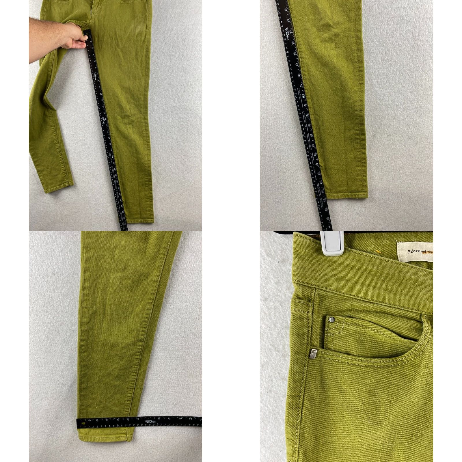 Vintage Pilcro and the Letterpress Jeans Womens 26 Green Stet Fit Skinny Stretch Denim Jeans Size 26" / US 2 / IT 38 - 9 Thumbnail