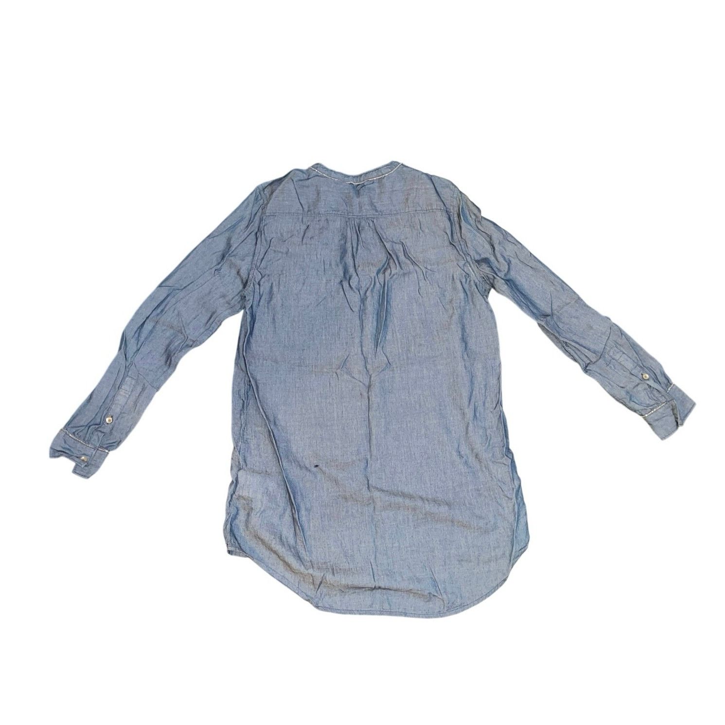 Calvin Klein "Denim" Style Chambray Tunic Blouse Western Cowgirl Casual Size S / US 4 / IT 40 - 2 Thumbnail
