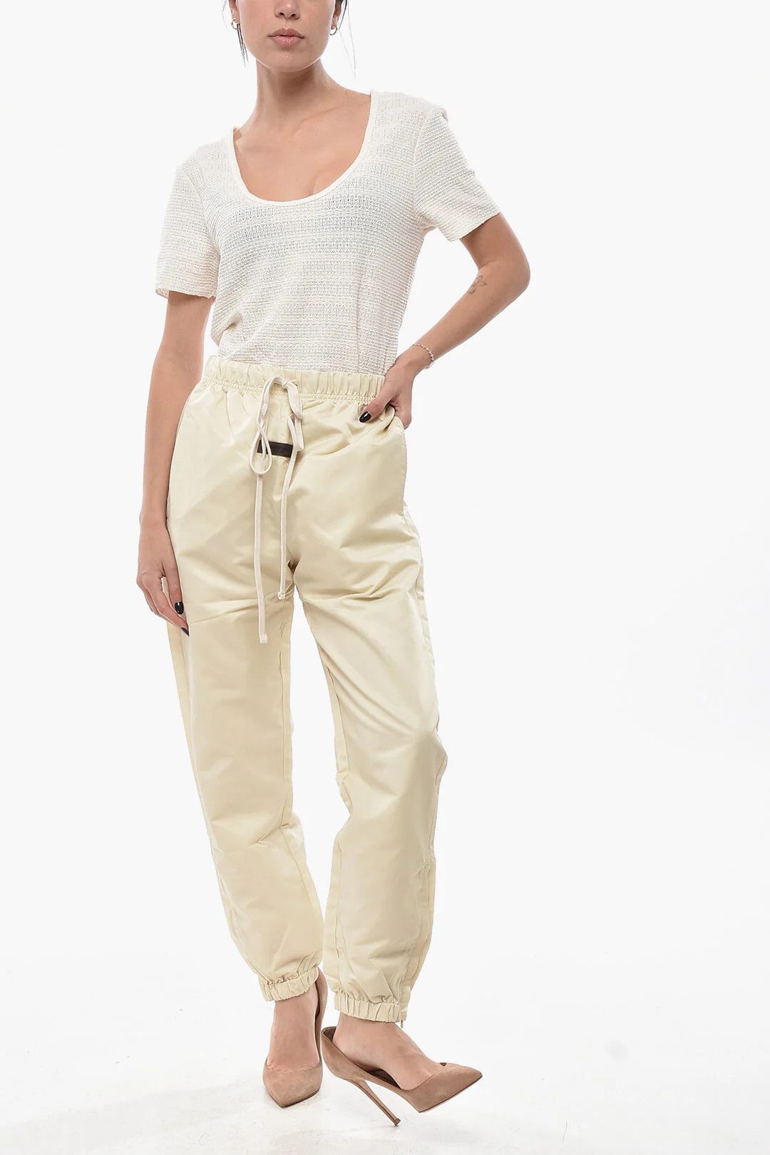 Fear of God og1mm0326 Nylon Joggers in Beige Size 28" / US 6 / IT 42 - 4 Thumbnail