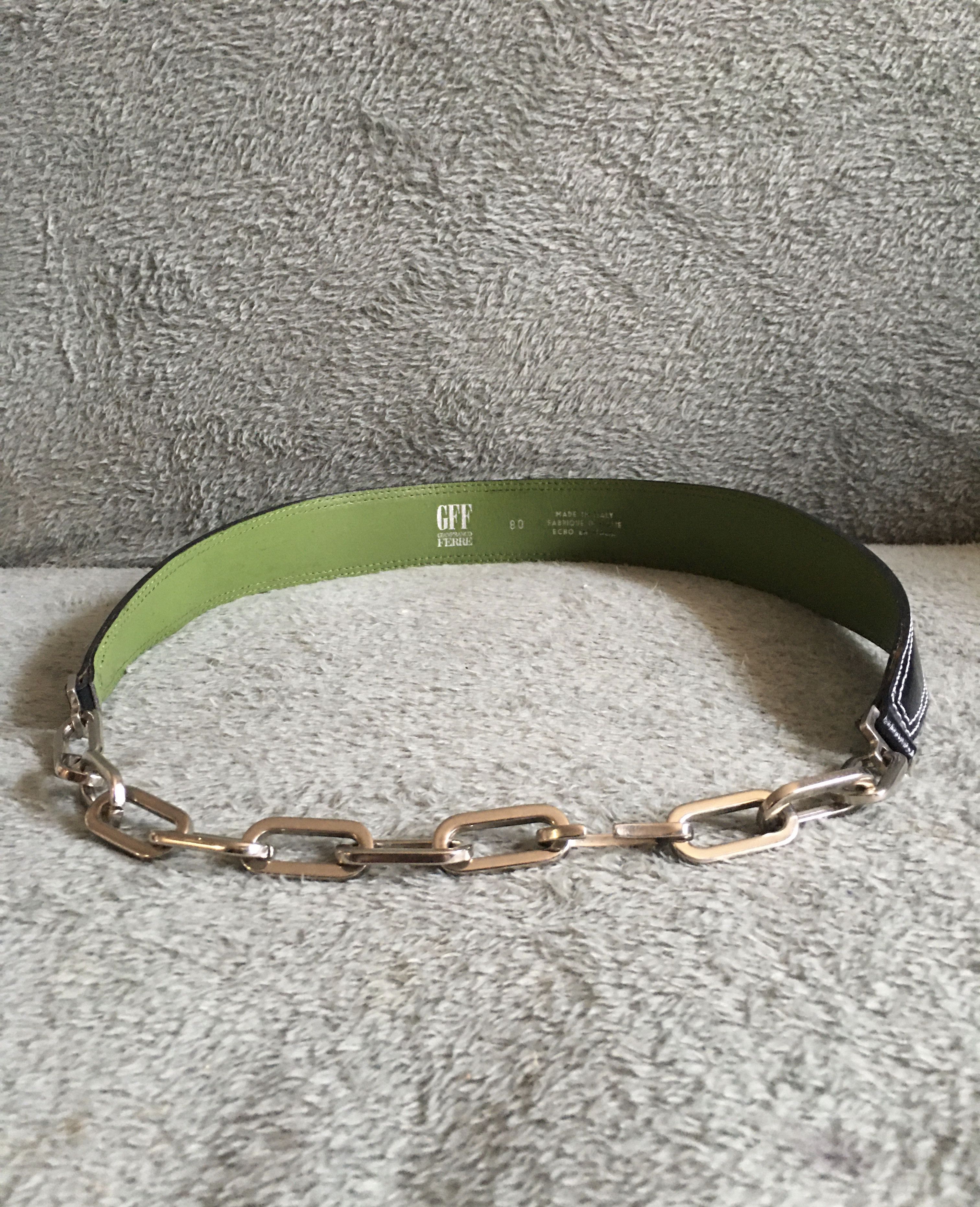 Gianfranco Ferre Gianfranco Ferre Leather Metal Chain Belt Size 80 Size ONE SIZE - 2 Thumbnail
