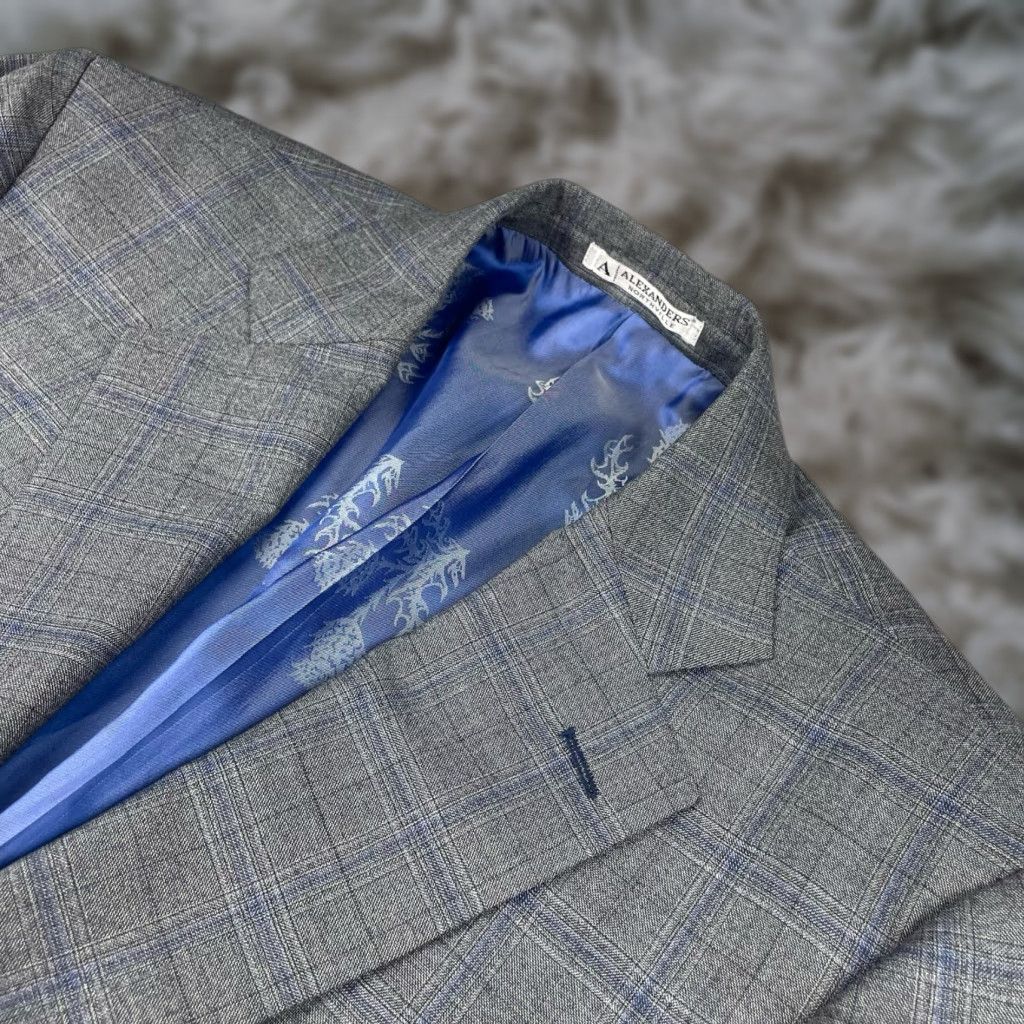 Vintage Artisan Men's Bespoke 100% Wool Jacket Gray Plaid 42R 2-Button Mens Size US XS / EU 42 / 0 - 1 Thumbnail